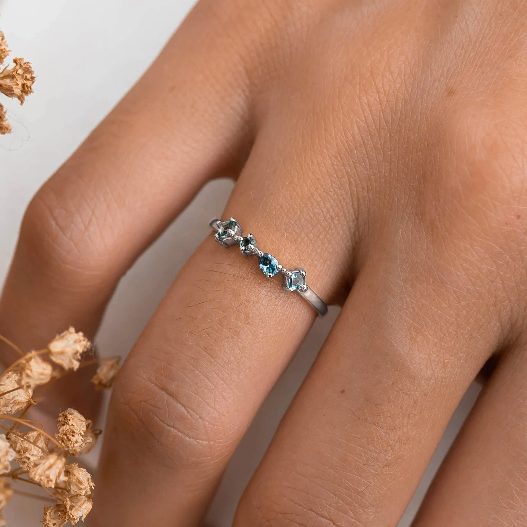White Gold London Blue Topaz Ring - Ilse Luxe sold by Linjer product image thumbnail 3