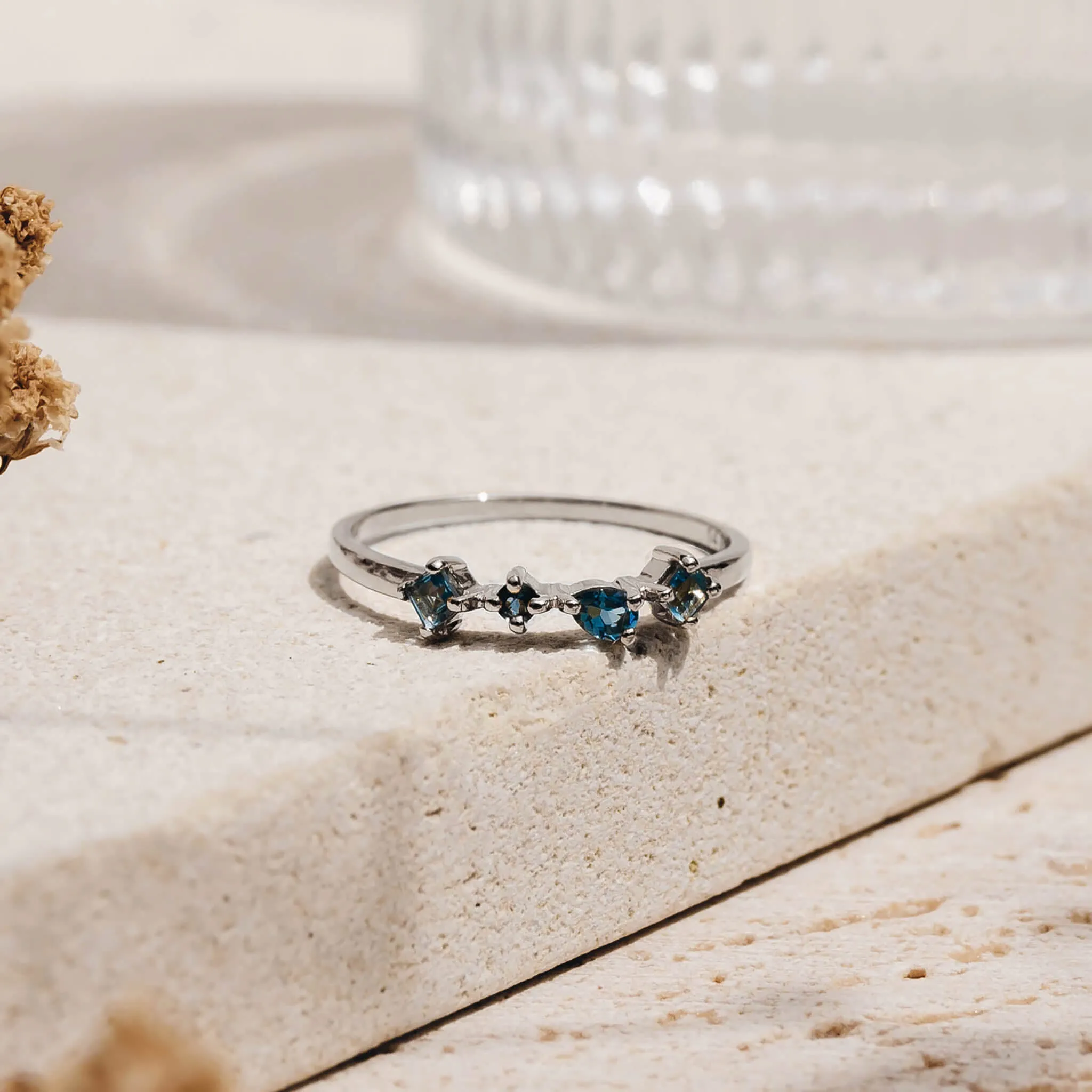White Gold London Blue Topaz Ring - Ilse Luxe sold by Linjer product image thumbnail 4