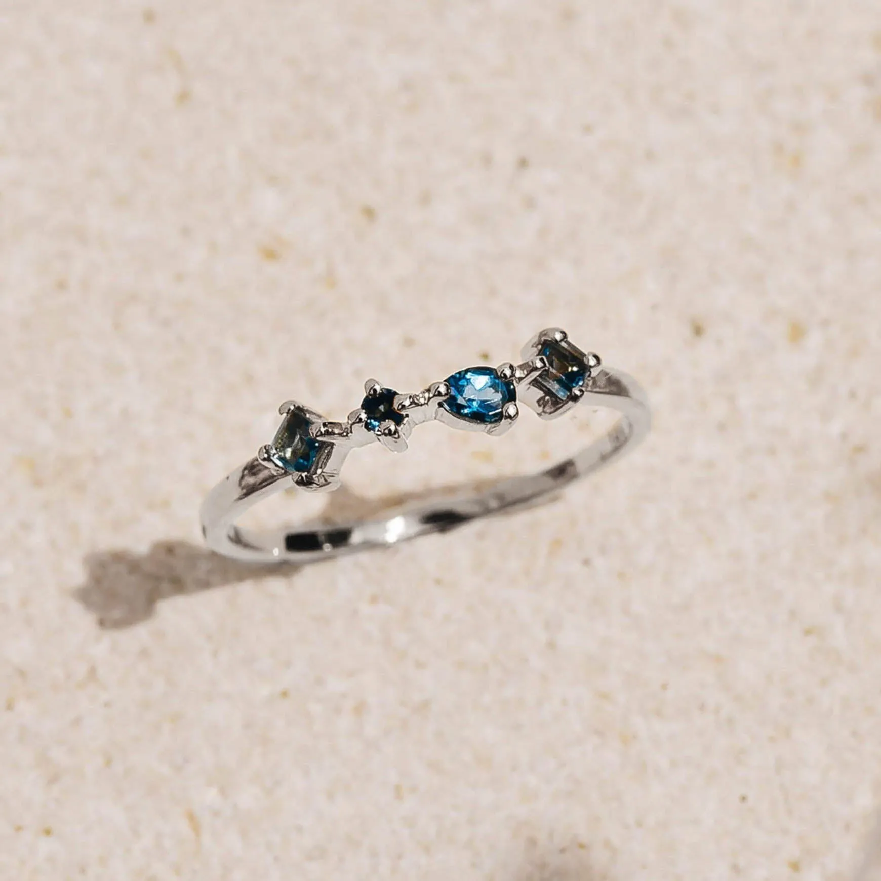 White Gold London Blue Topaz Ring - Ilse Luxe sold by Linjer
