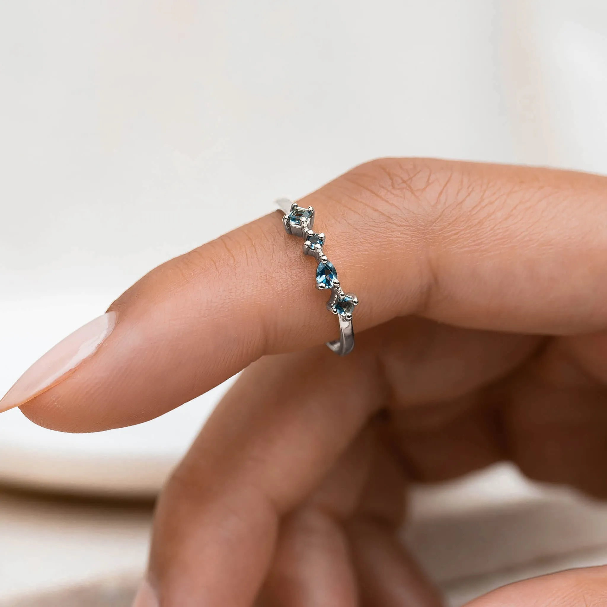 White Gold London Blue Topaz Ring - Ilse Luxe sold by Linjer product image thumbnail 2