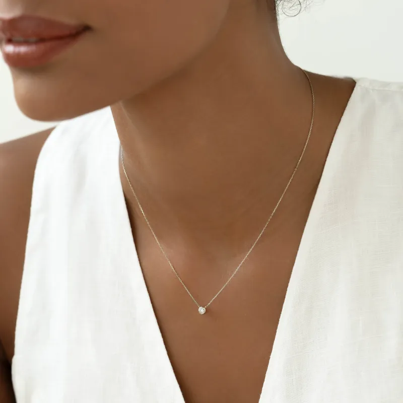 Bezel Set Diamond Necklace White Gold - Thais sold by Linjer