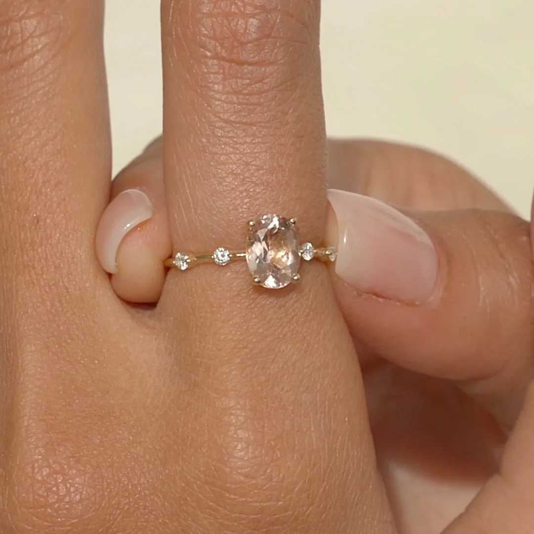 Oval Morganite and Diamond Ring 14k Gold - Demetria sold by Linjer product image thumbnail 4