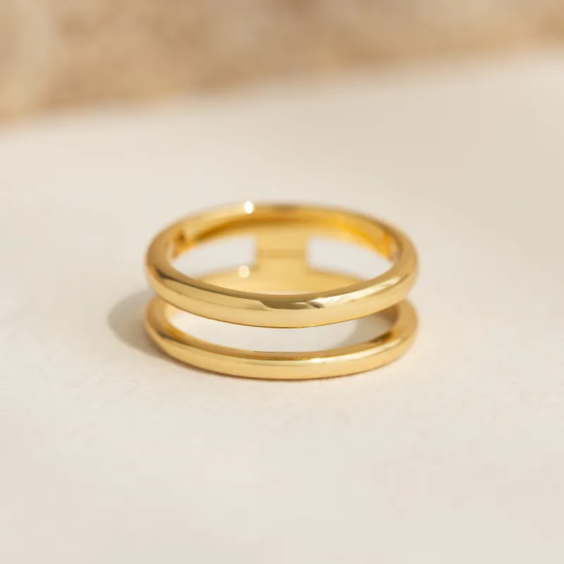 Gold Double Band Ring - Kaija sold by Linjer