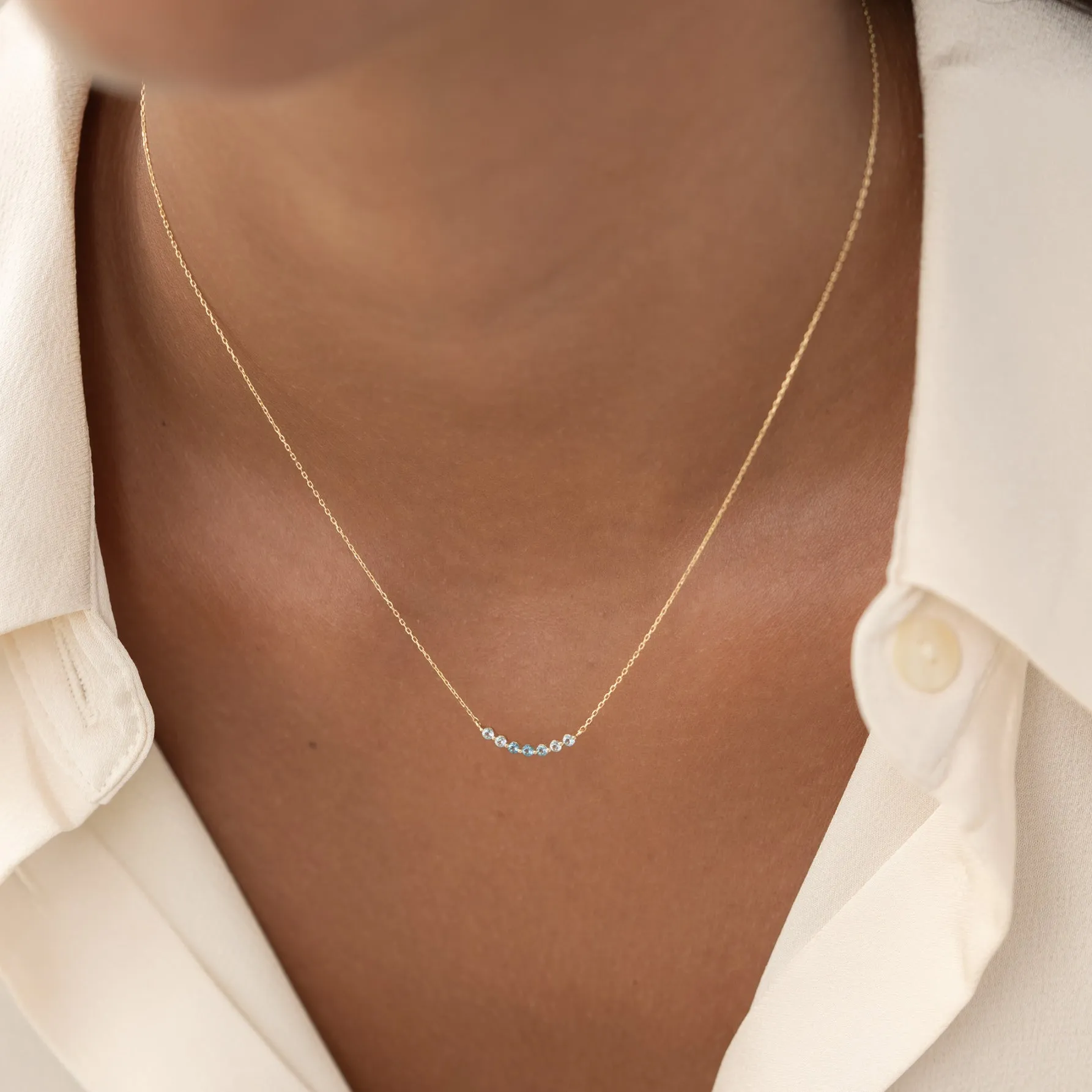 September Birthstone Necklace 14k Gold - Ombre London Blue Topaz sold by Linjer