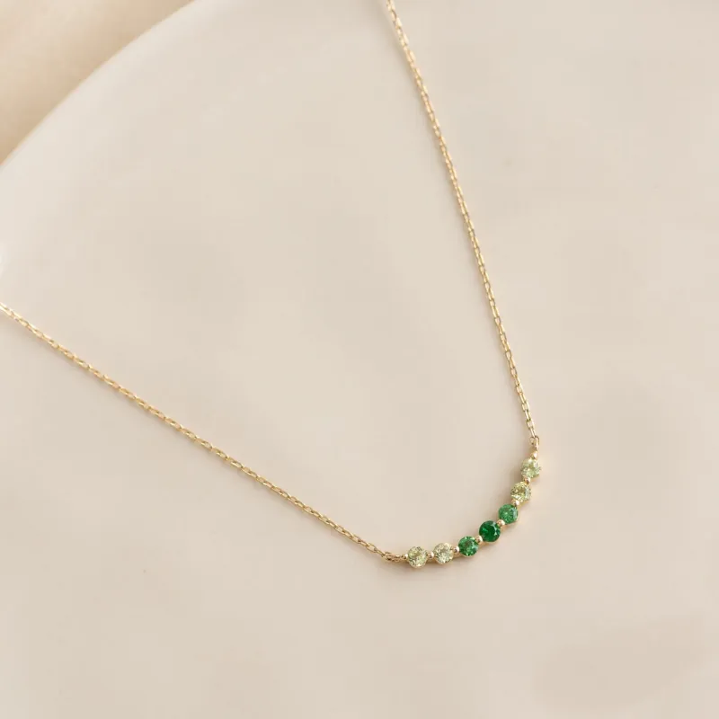 August Birthstone Necklace 14k Gold - Ombre Tsavorite sold by Linjer