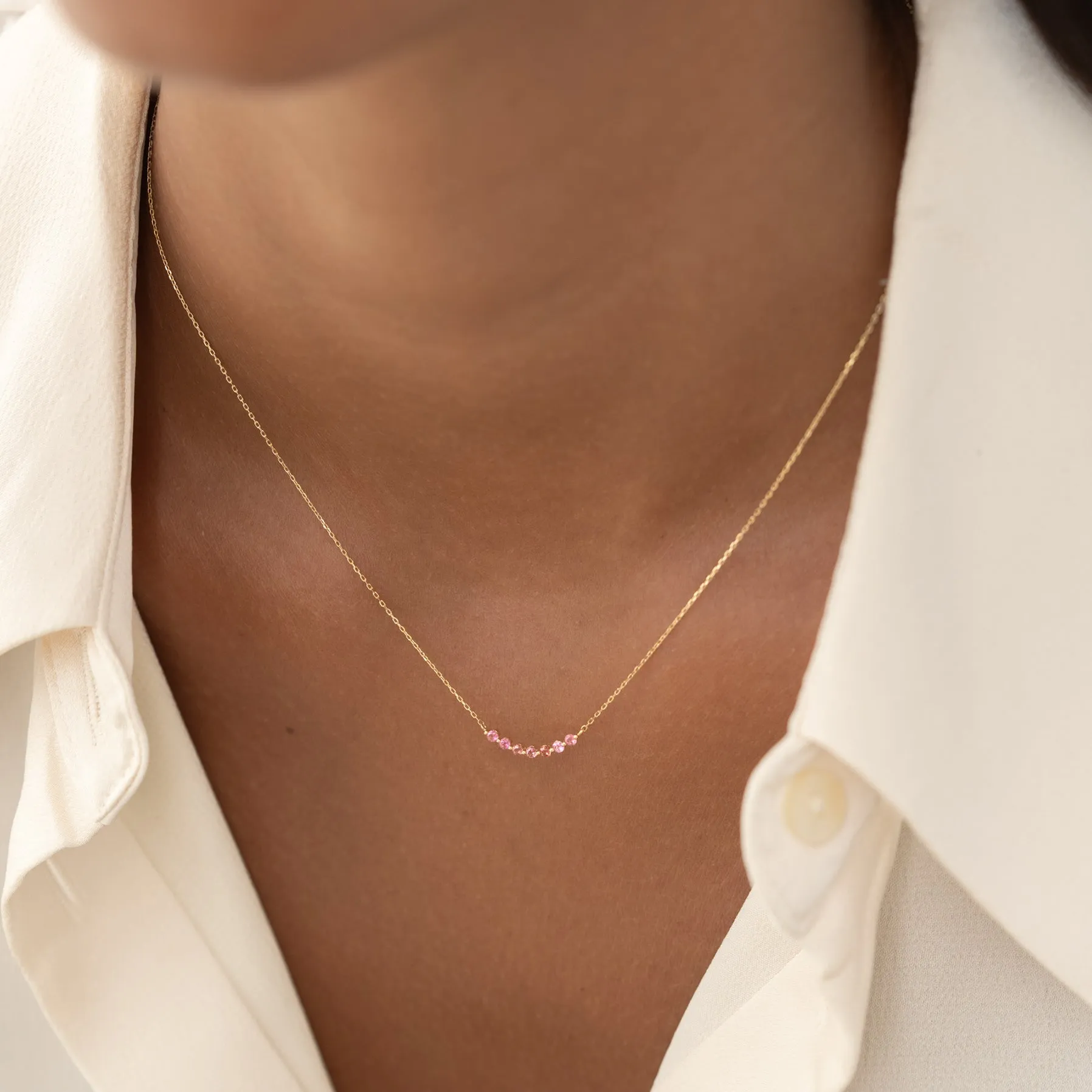 July Birthstone Necklace 14k Gold - Ombre Pink Tourmaline sold by Linjer product image thumbnail 2
