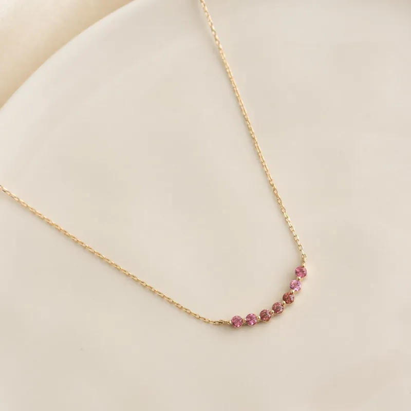 July Birthstone Necklace 14k Gold - Ombre Pink Tourmaline sold by Linjer