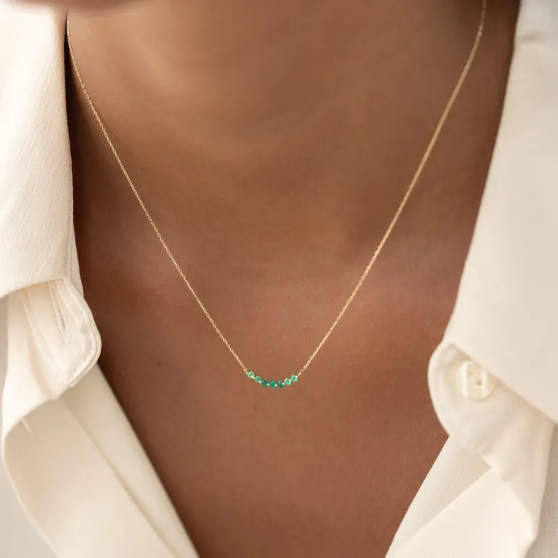 May Birthstone Necklace 14k Gold - Ombre Green Chalcedony sold by Linjer