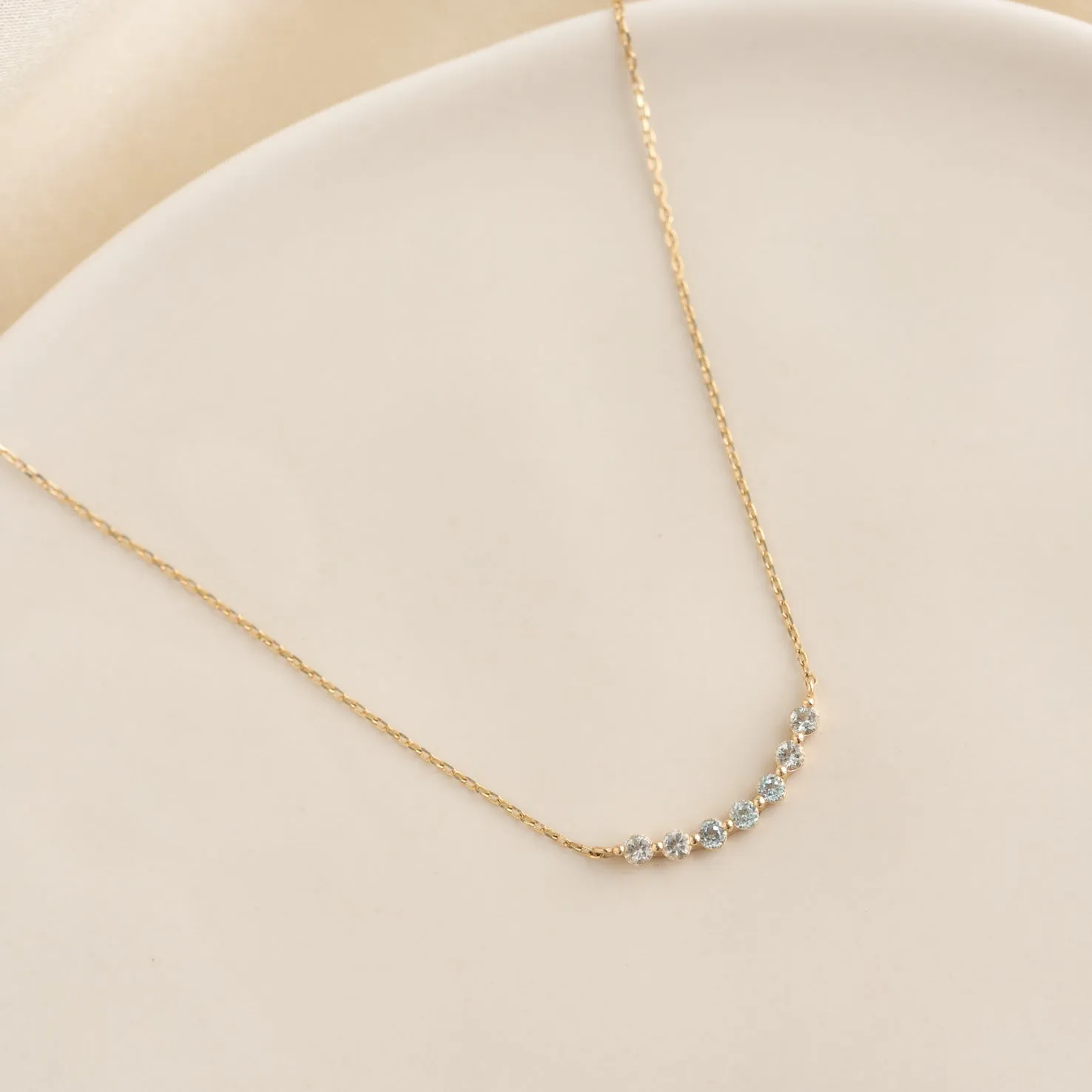 March Birthstone Necklace 14k Gold - Ombre Aquamarine sold by Linjer product image thumbnail 2