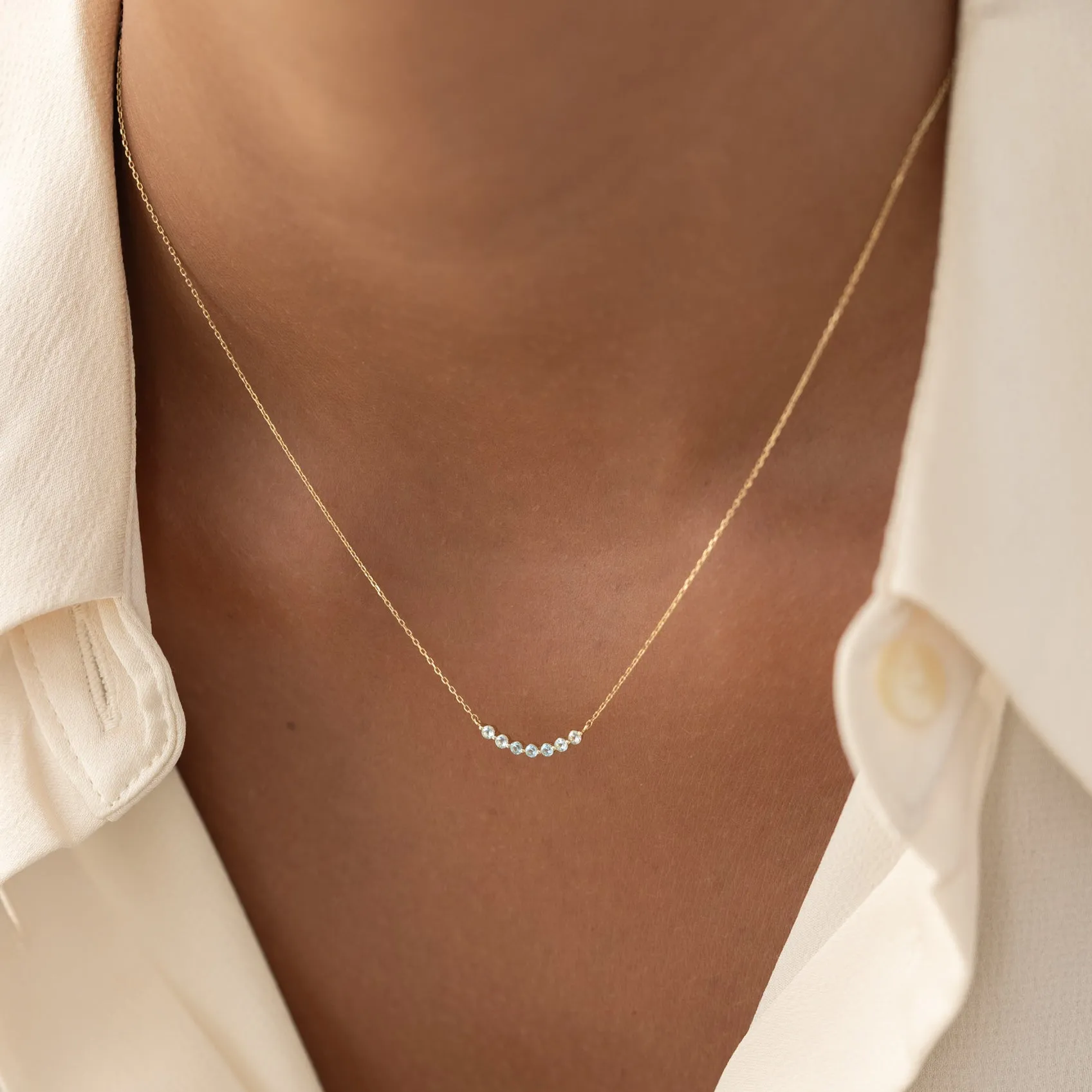 March Birthstone Necklace 14k Gold - Ombre Aquamarine sold by Linjer