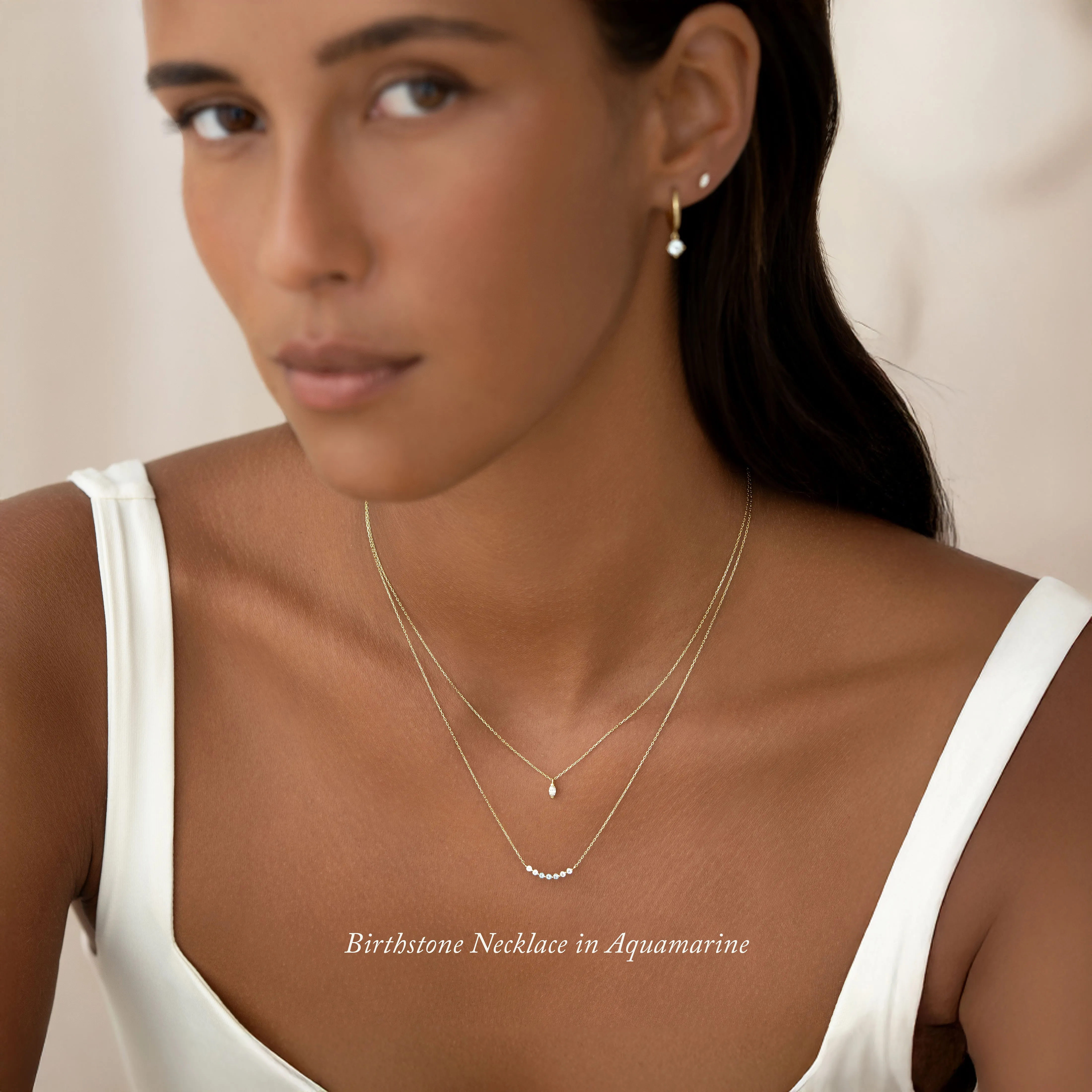 March Birthstone Necklace 14k Gold - Ombre Aquamarine sold by Linjer product image thumbnail 4