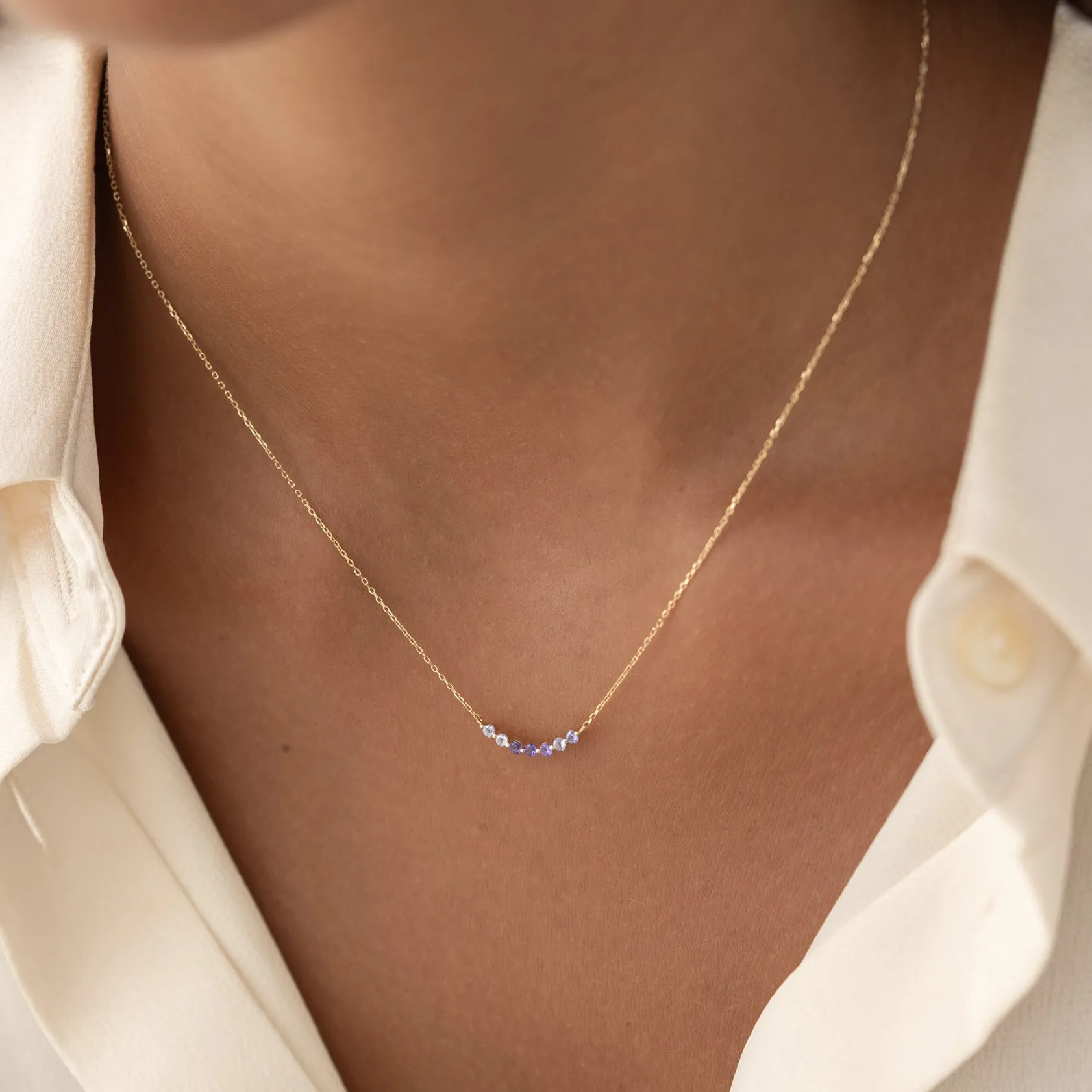 February Birthstone Necklace 14k Gold - Ombre Amethyst sold by Linjer product image thumbnail 2