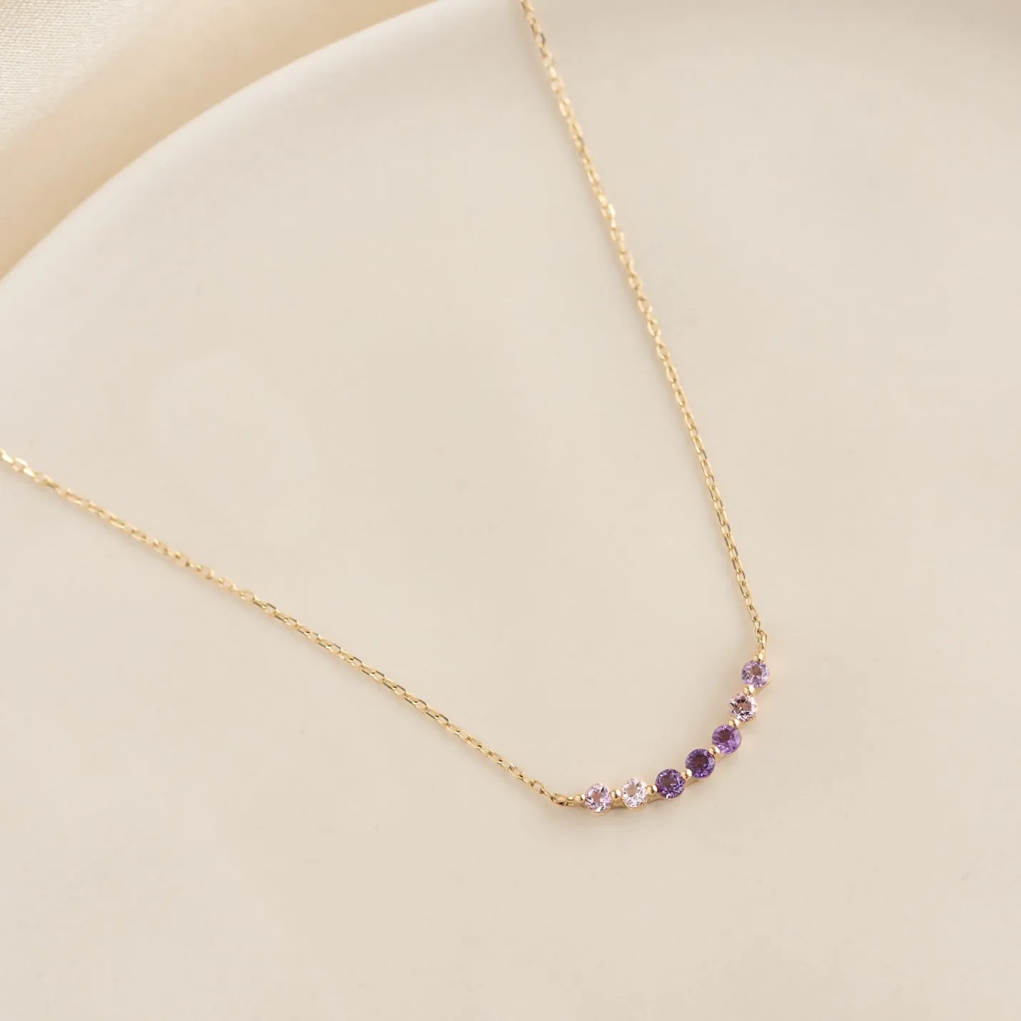 February Birthstone Necklace 14k Gold - Ombre Amethyst sold by Linjer