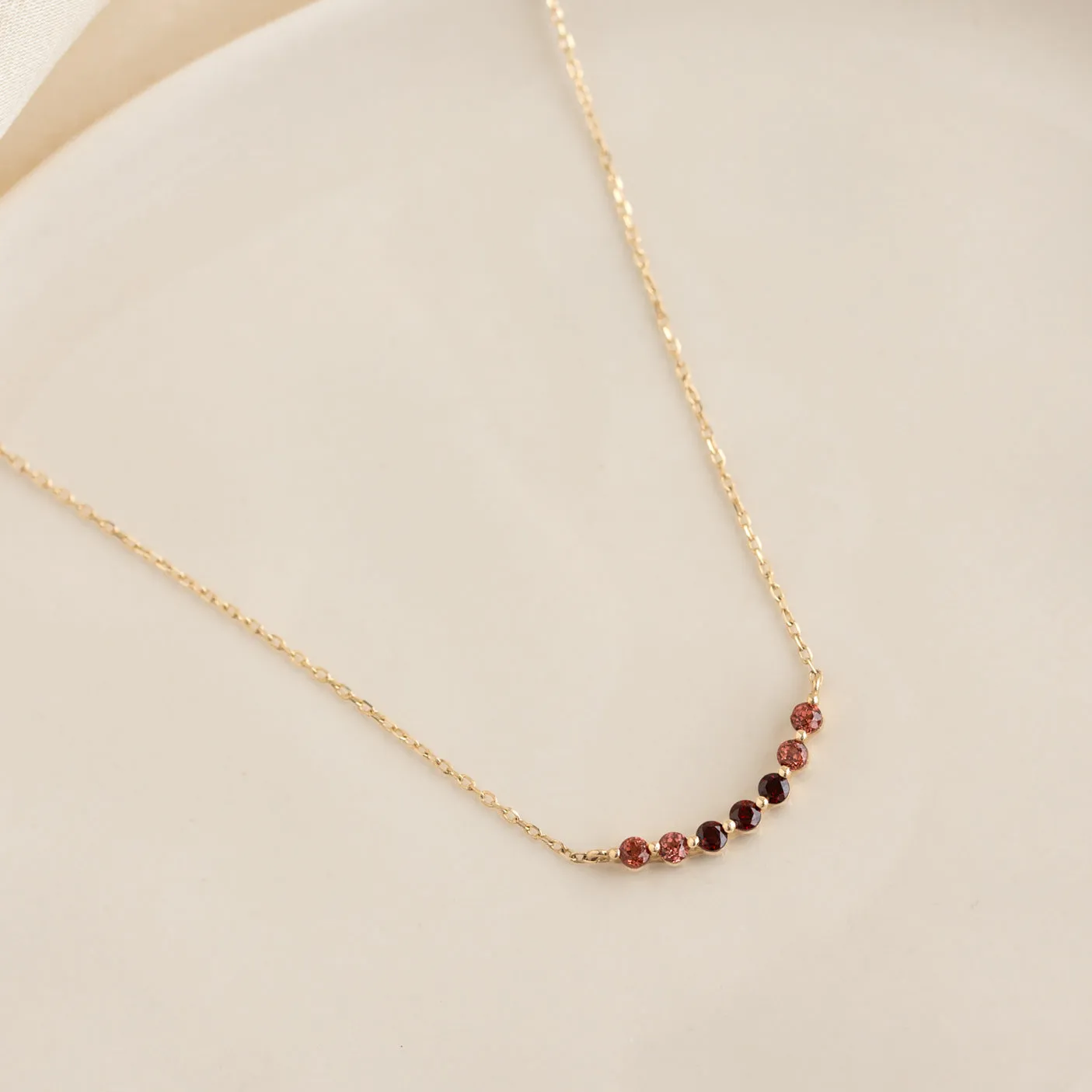 January Birthstone Necklace 14k Gold - Ombre Garnet sold by Linjer