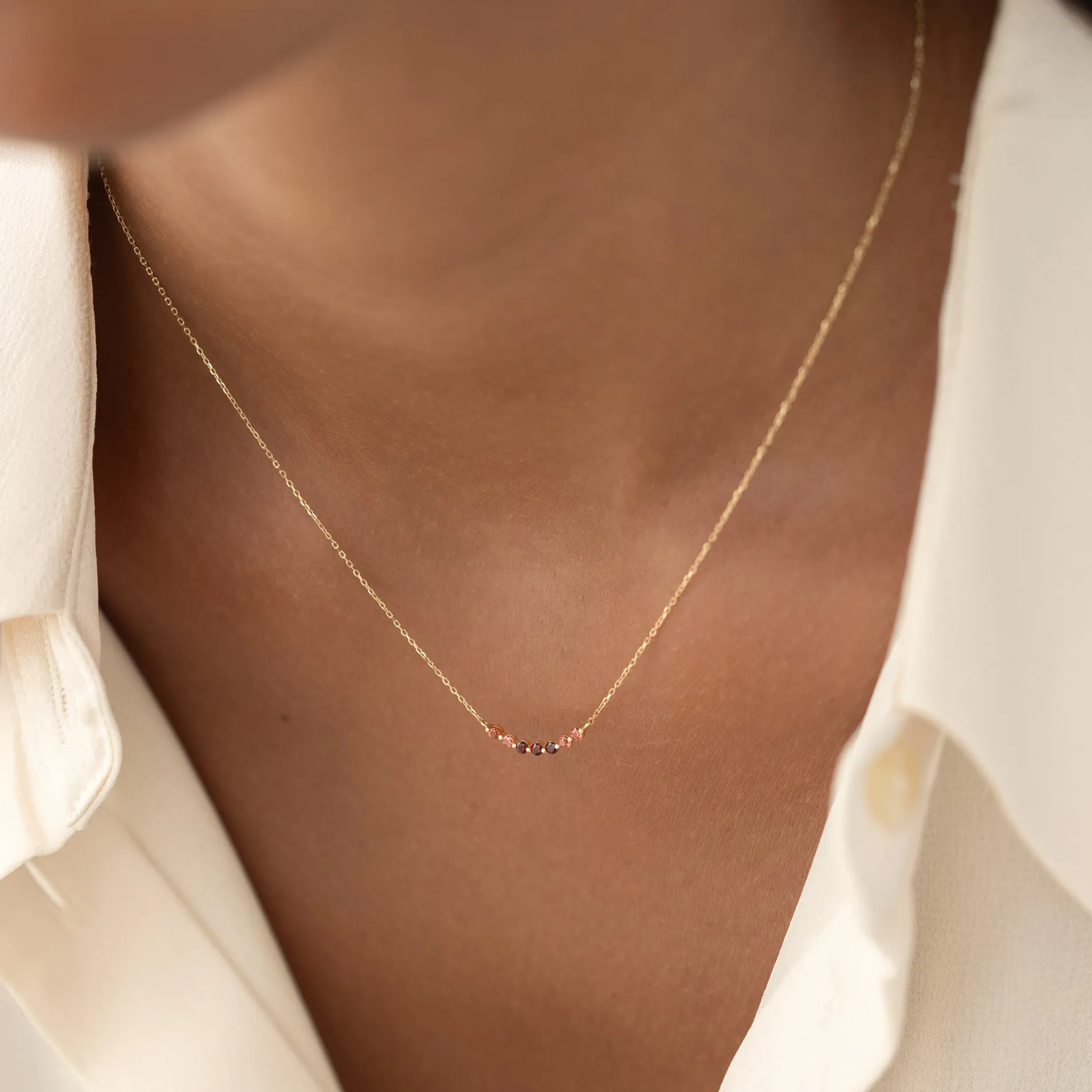 January Birthstone Necklace 14k Gold - Ombre Garnet sold by Linjer product image thumbnail 2