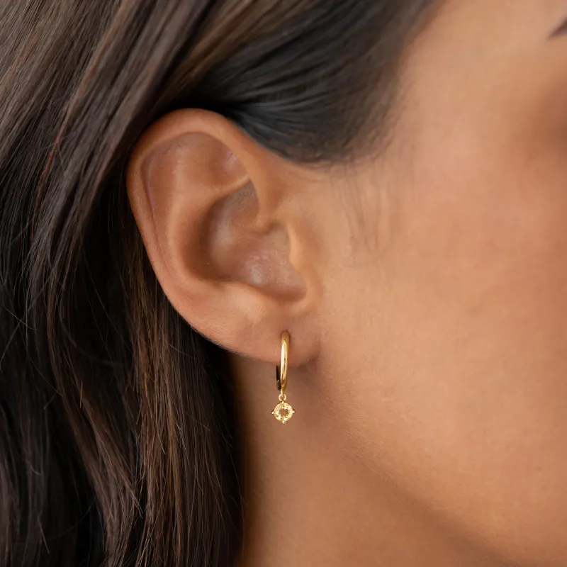 November Birthstone Drop Huggie Earrings - Citrine made by Linjer