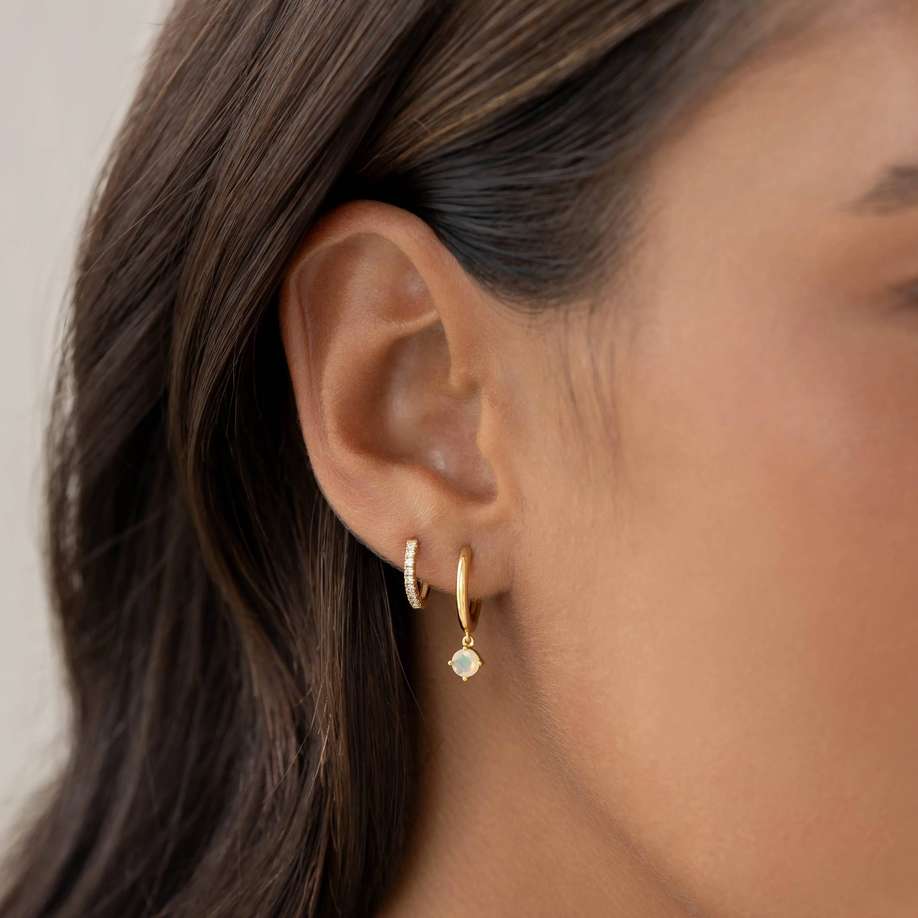 October Birthstone Drop Huggie Earrings - Opal sold by Linjer product image thumbnail 2