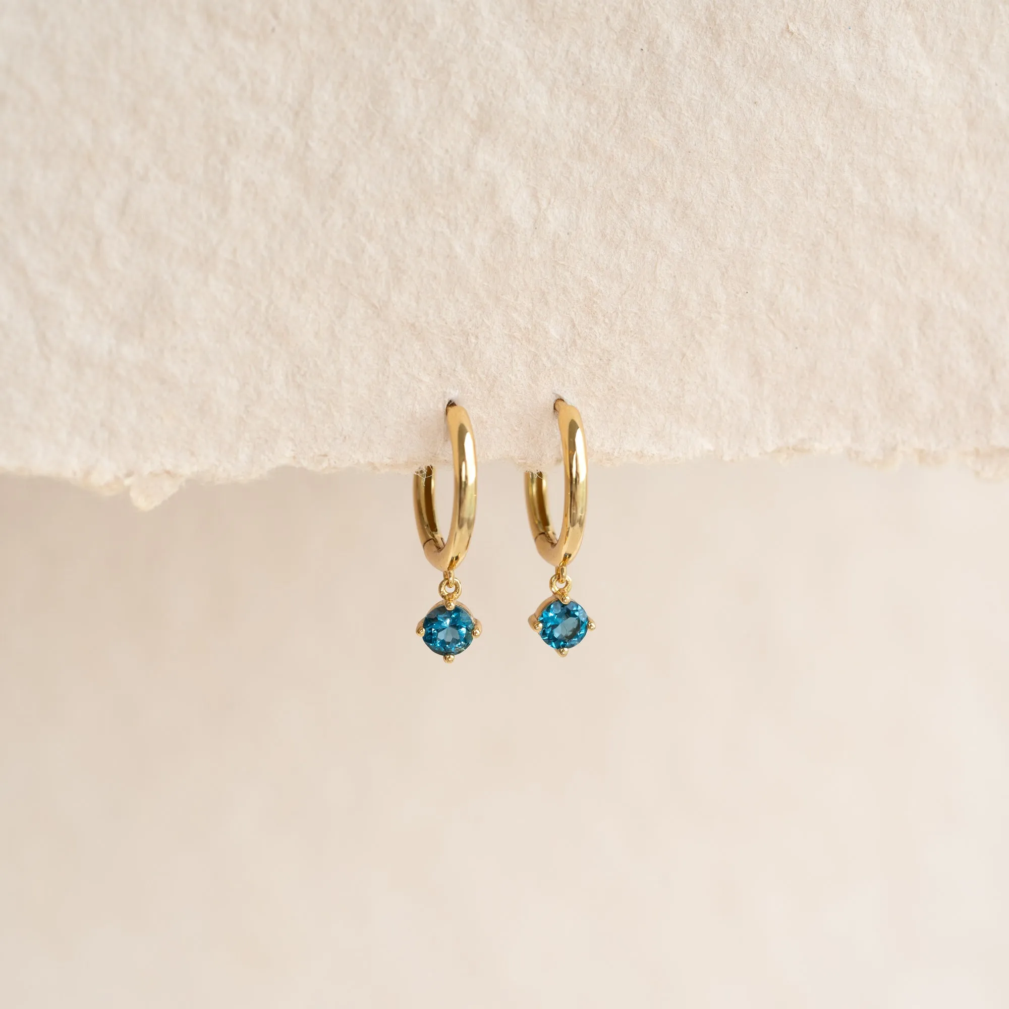 September Birthstone Drop Huggie Earrings - London Blue Topaz sold by Linjer product image thumbnail 5