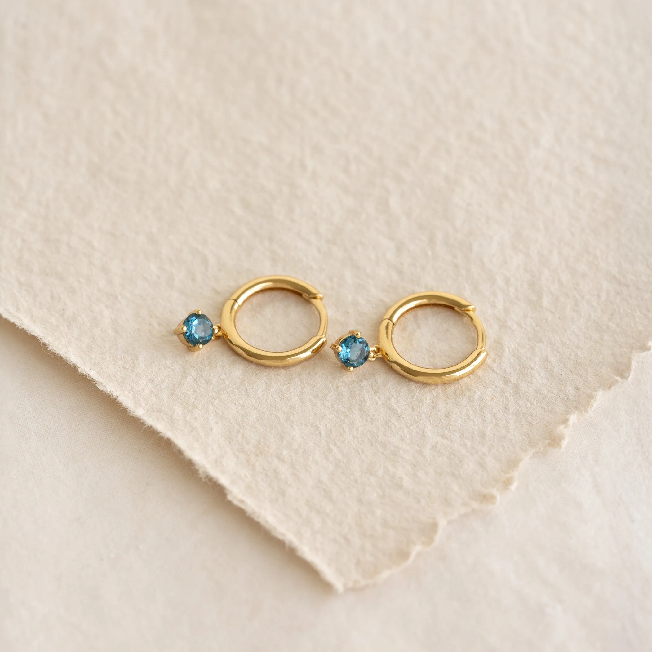 September Birthstone Drop Huggie Earrings - London Blue Topaz sold by Linjer product image thumbnail 2
