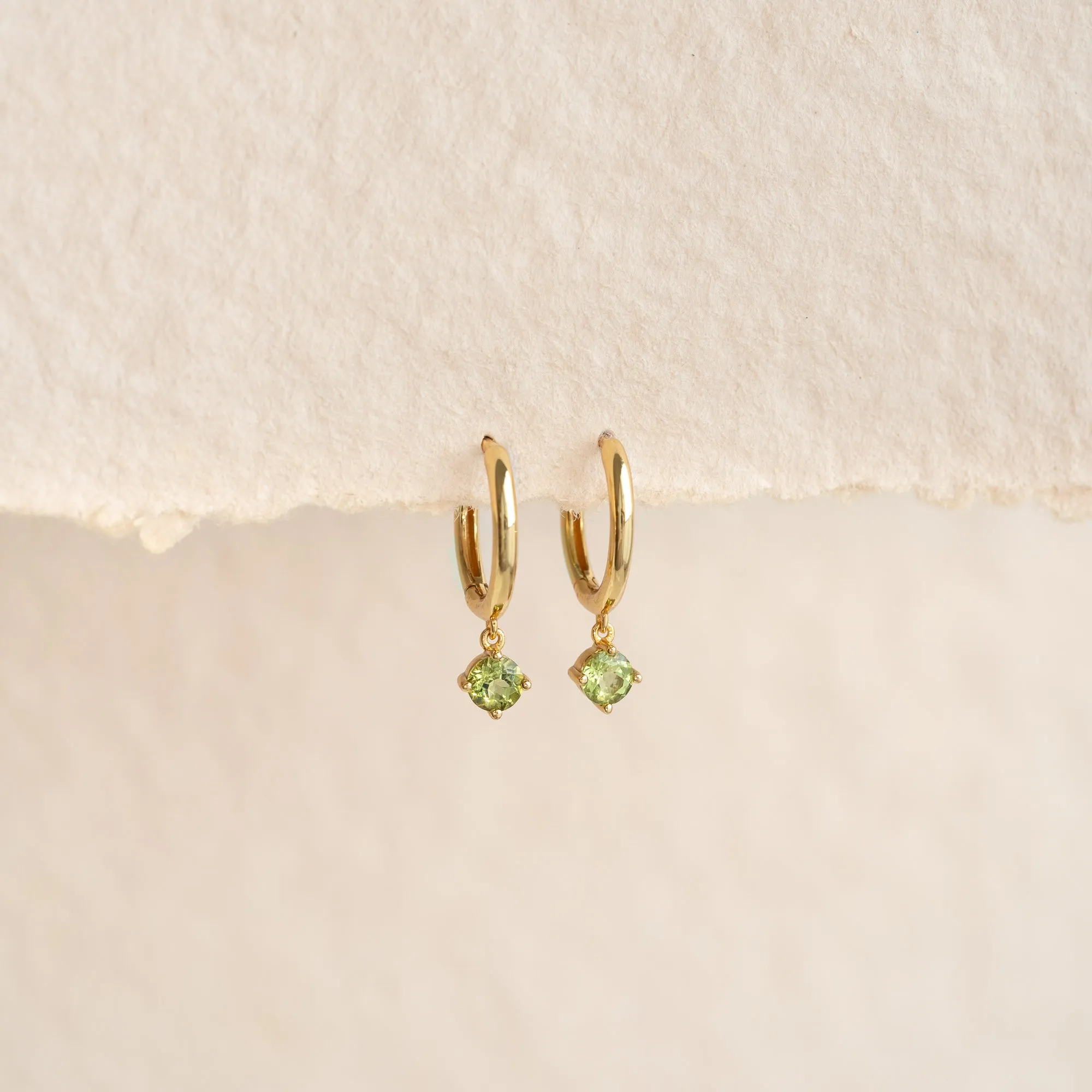 August Birthstone Drop Huggie Earrings - Olivine sold by Linjer product image thumbnail 5