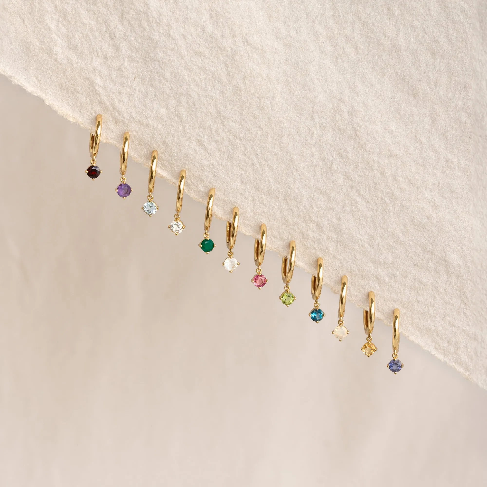 May Birthstone Drop Huggie Earrings - Green Chalcedony sold by Linjer product image thumbnail 4