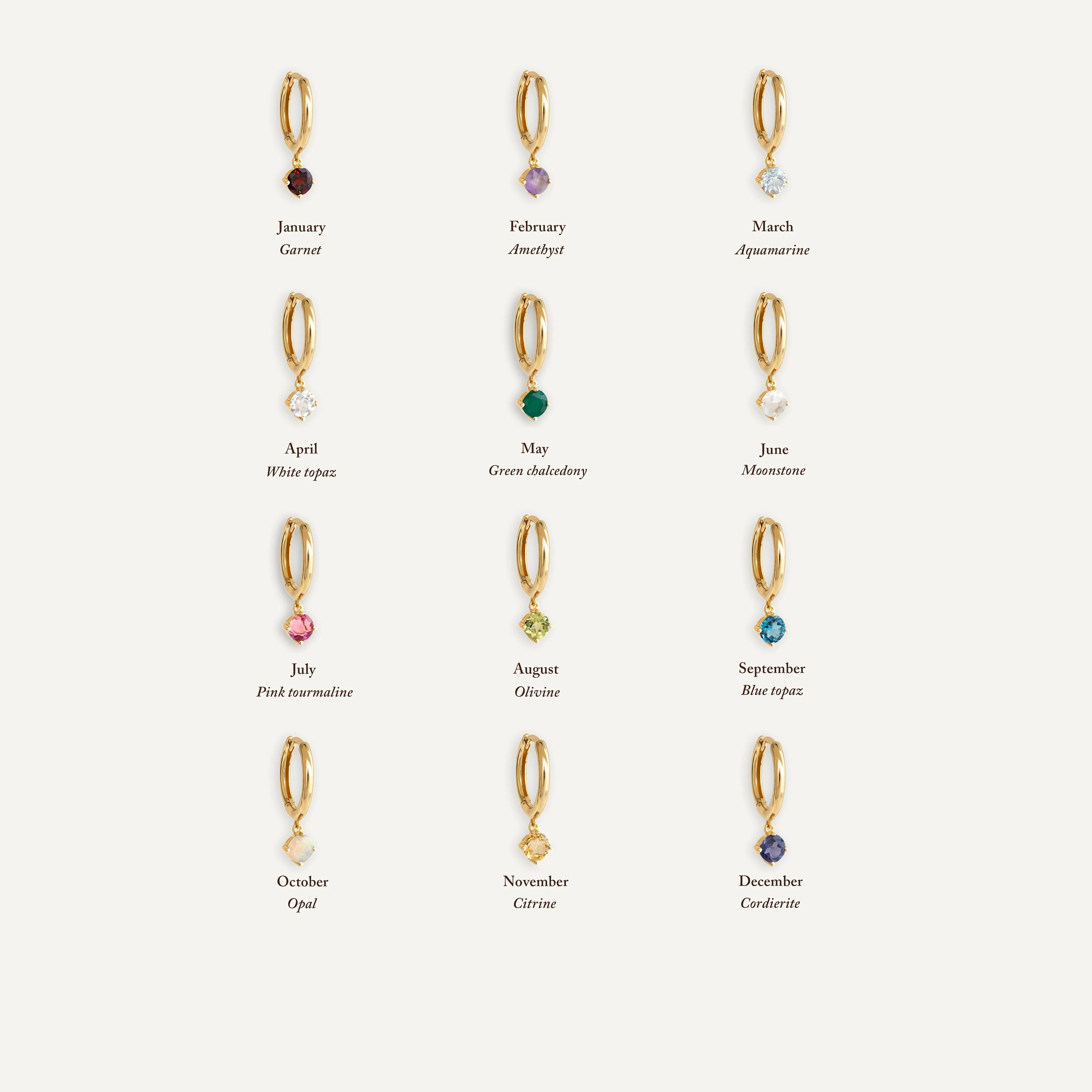 May Birthstone Drop Huggie Earrings - Green Chalcedony sold by Linjer product image thumbnail 3