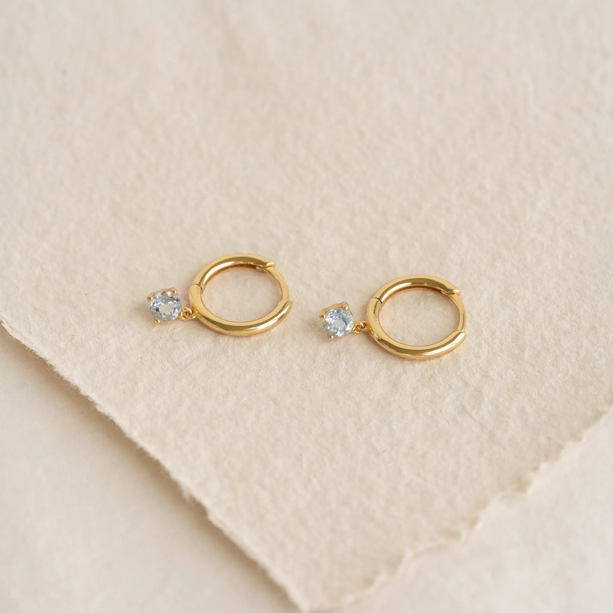 March Birthstone Drop Huggie Earrings - Aquamarine sold by Linjer product image thumbnail 2