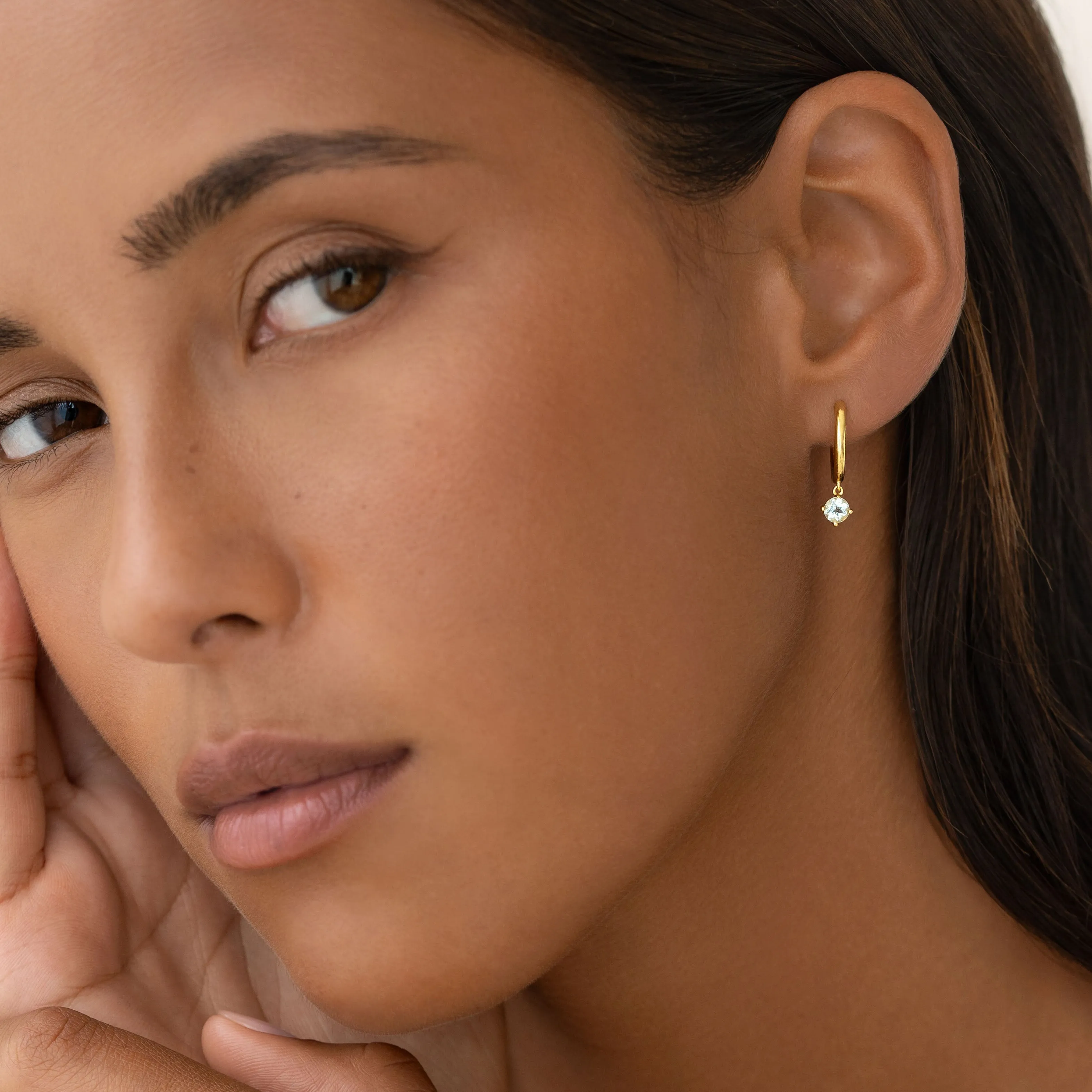 March Birthstone Drop Huggie Earrings - Aquamarine sold by Linjer product image thumbnail 5