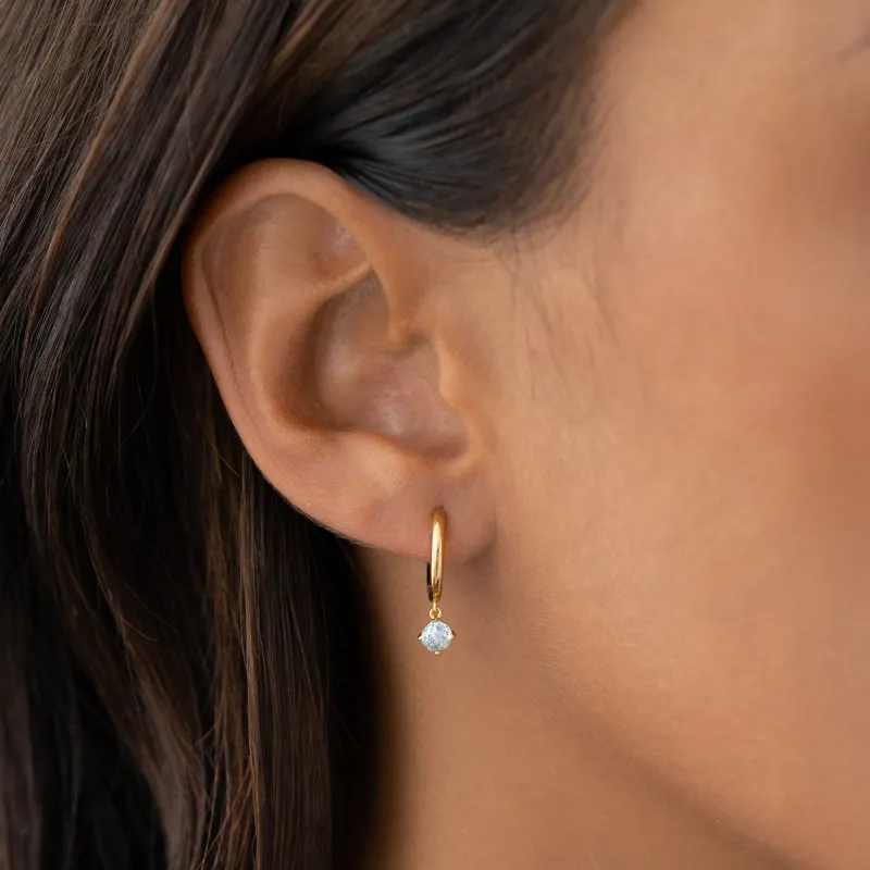 March Birthstone Drop Huggie Earrings - Aquamarine sold by Linjer