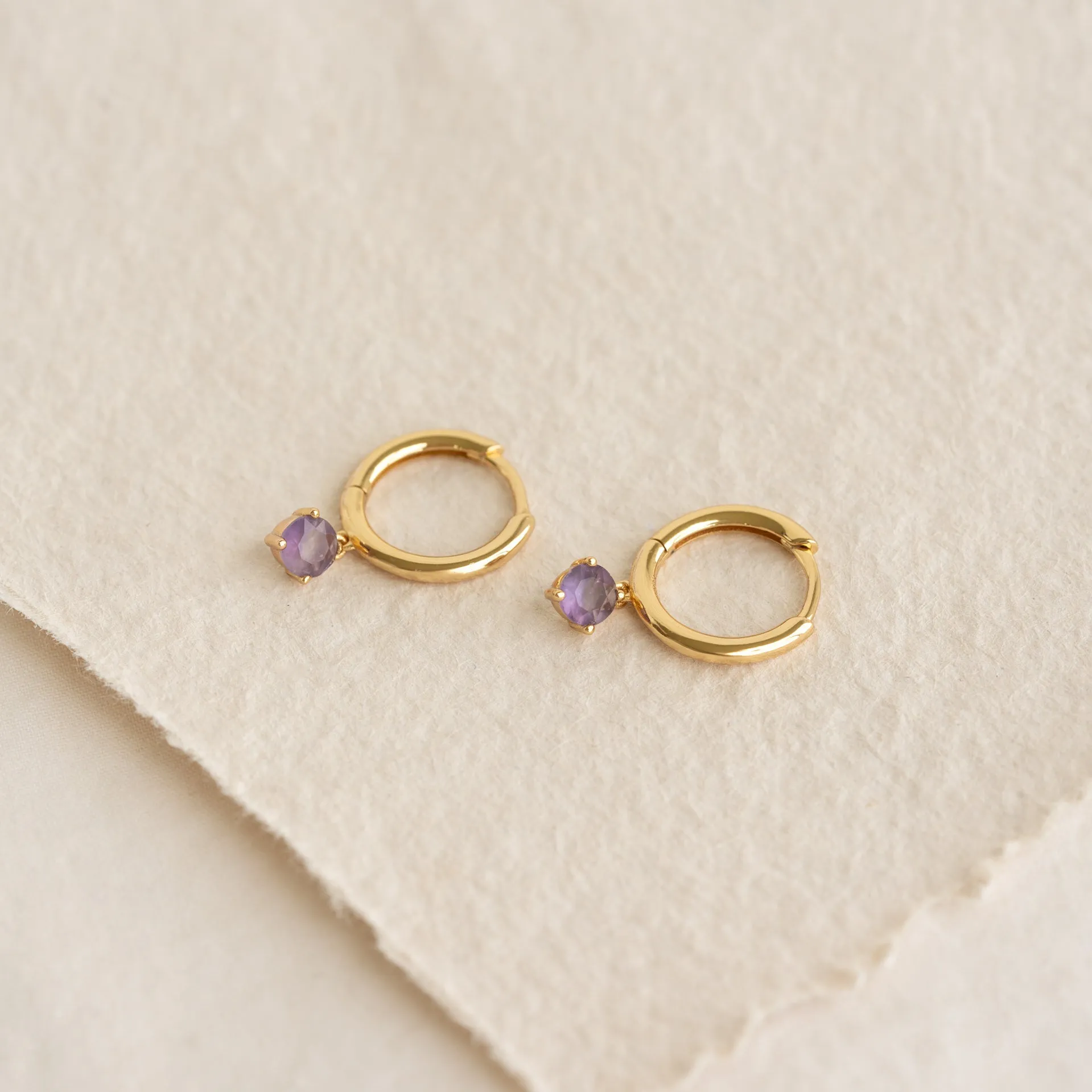 February Birthstone Drop Huggie Earrings - Amethyst sold by Linjer product image thumbnail 2