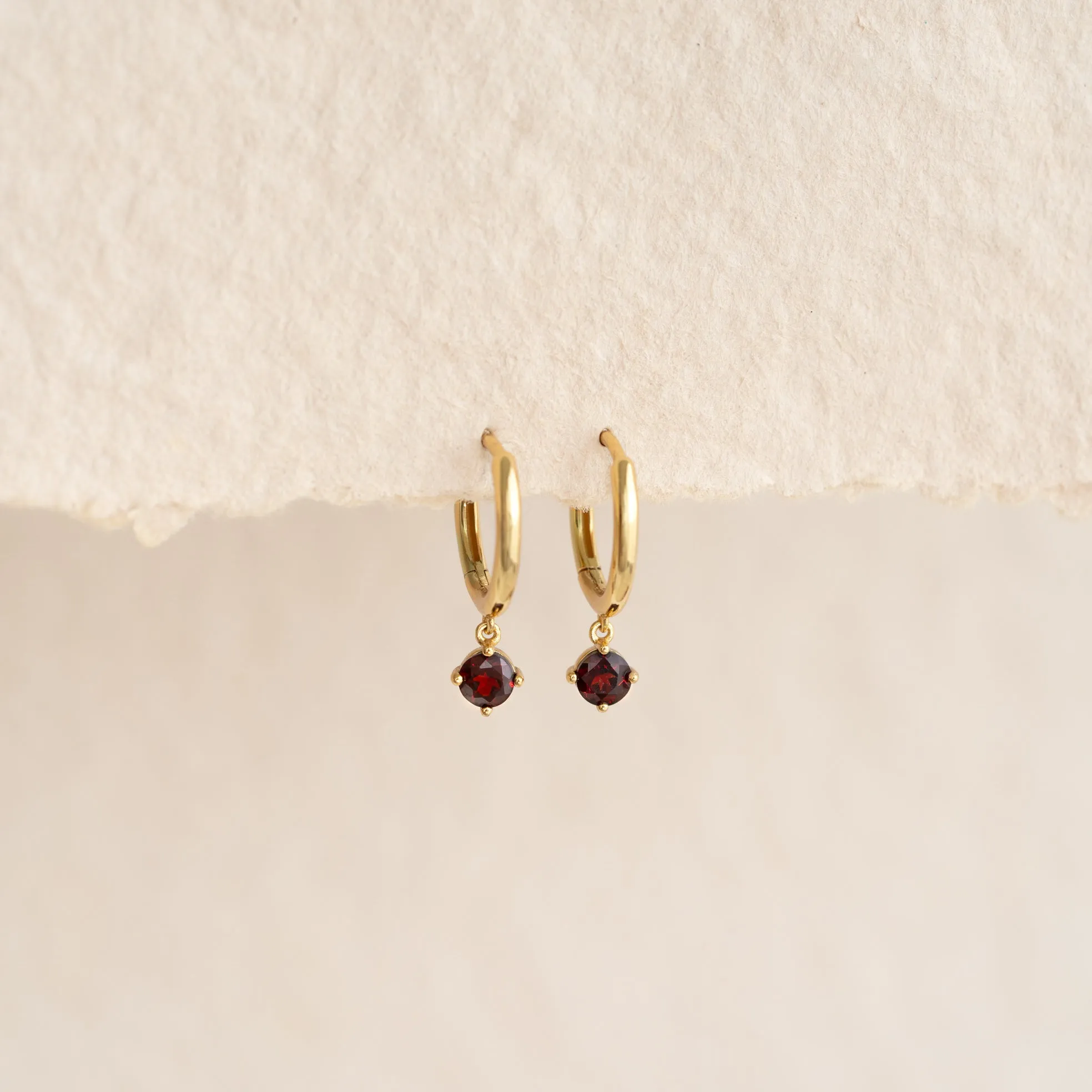 January Birthstone Drop Huggie Earrings - Garnet sold by Linjer product image thumbnail 4