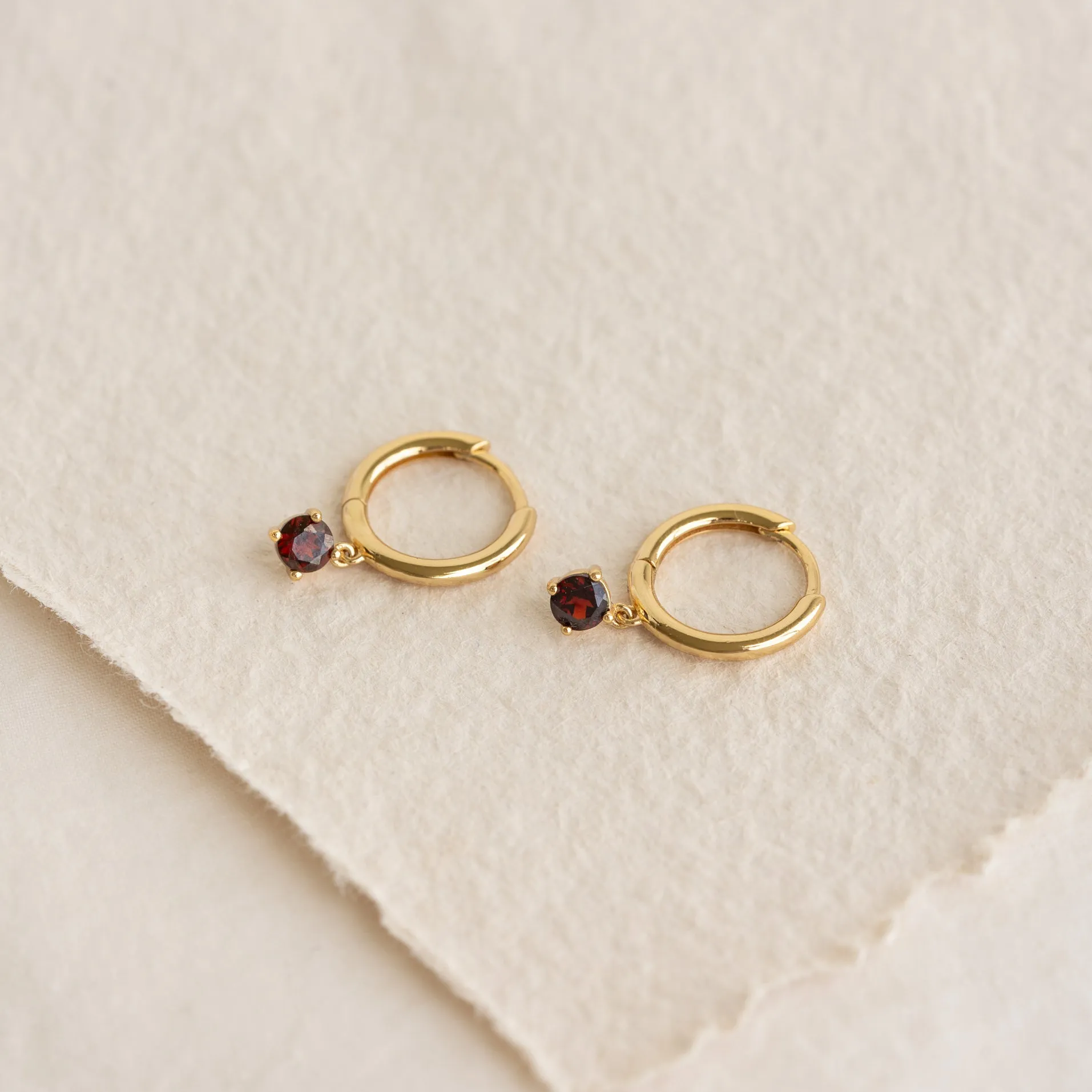 January Birthstone Drop Huggie Earrings - Garnet sold by Linjer product image thumbnail 2