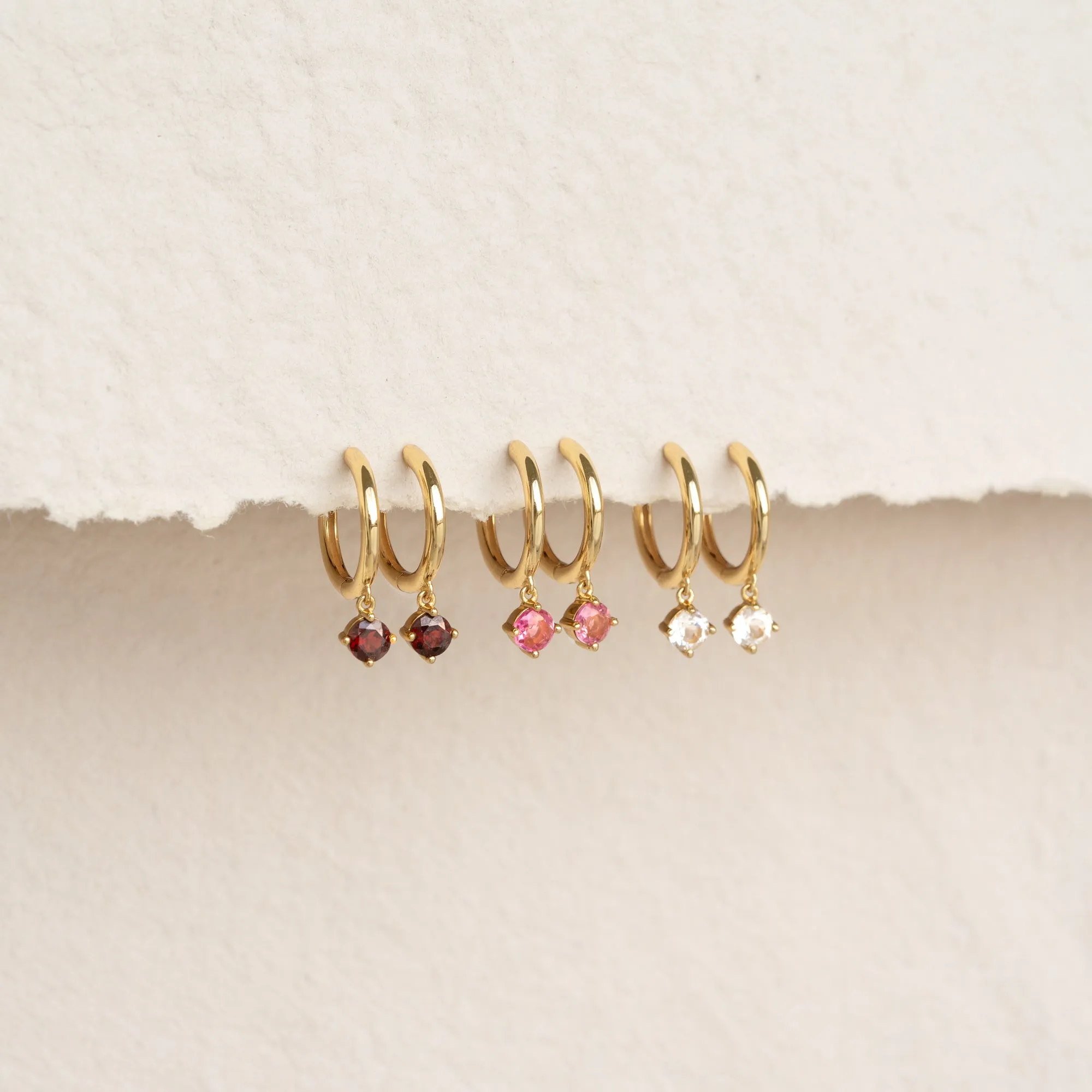 January Birthstone Drop Huggie Earrings - Garnet sold by Linjer product image thumbnail 5