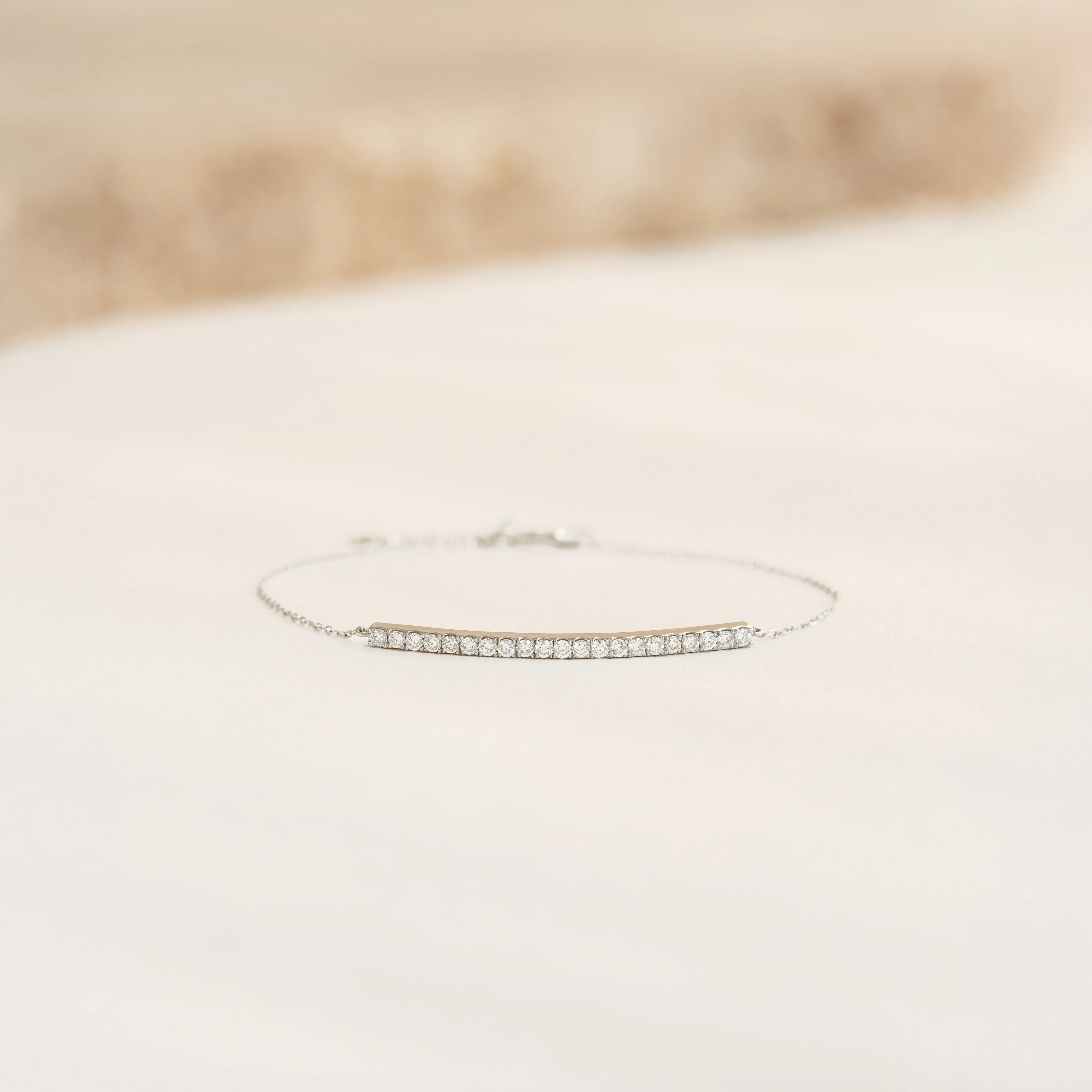 Diamond Curved Bar Bracelet White Gold - Vivienne sold by Linjer product image thumbnail 2