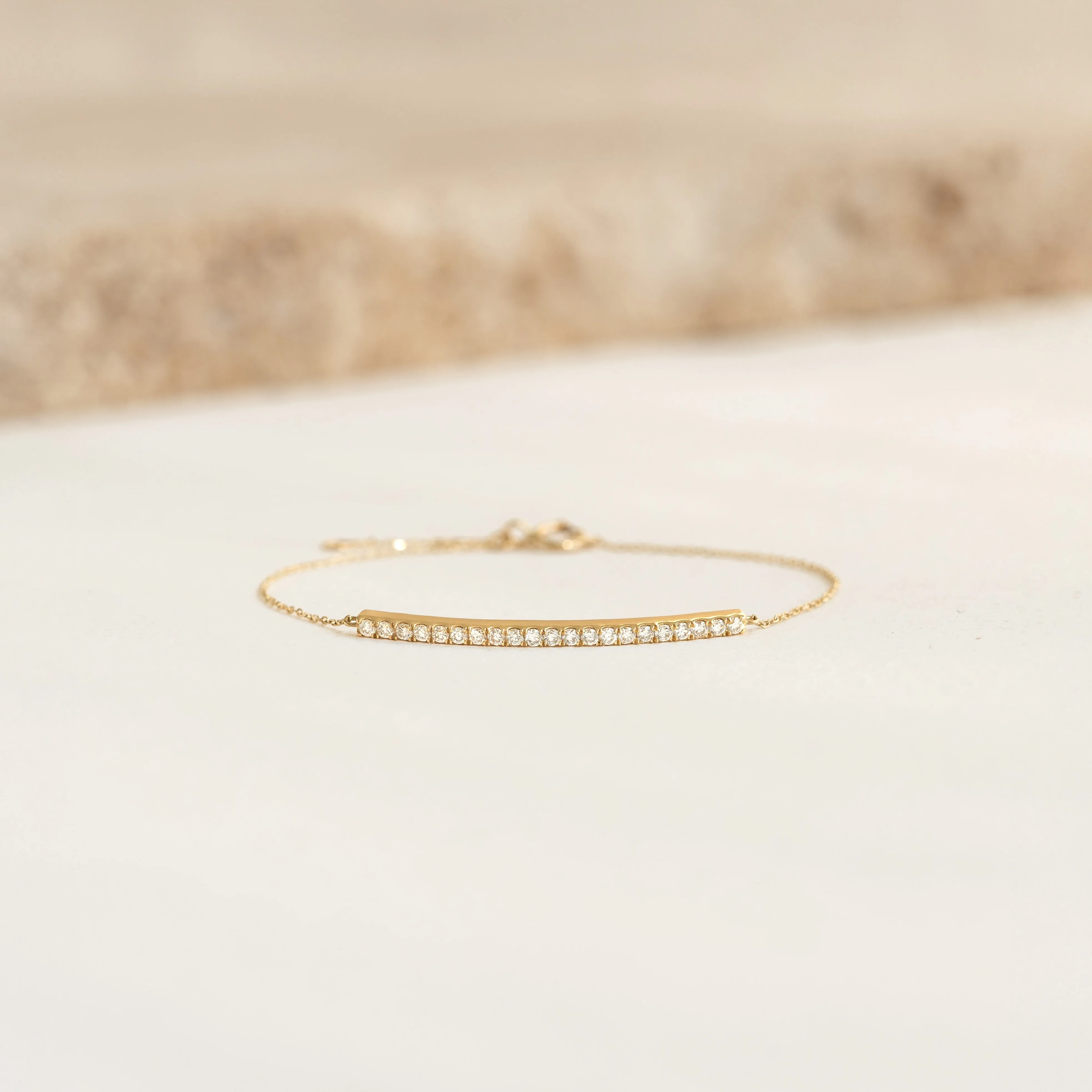 Diamond Curved Bar Bracelet 14k Gold - Vivienne sold by Linjer product image thumbnail 2