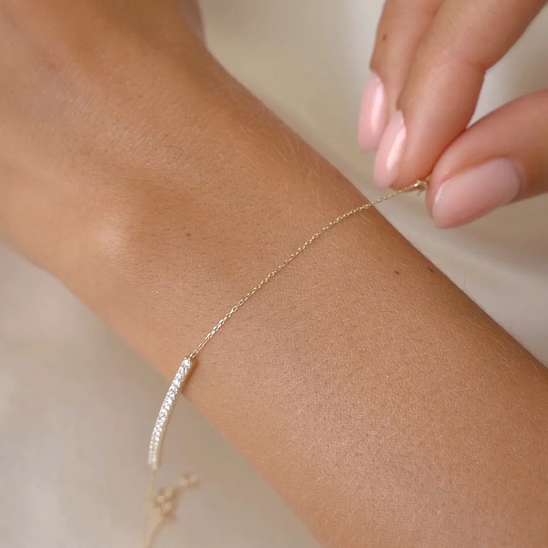 Diamond Curved Bar Bracelet 14k Gold - Vivienne sold by Linjer product image thumbnail 4
