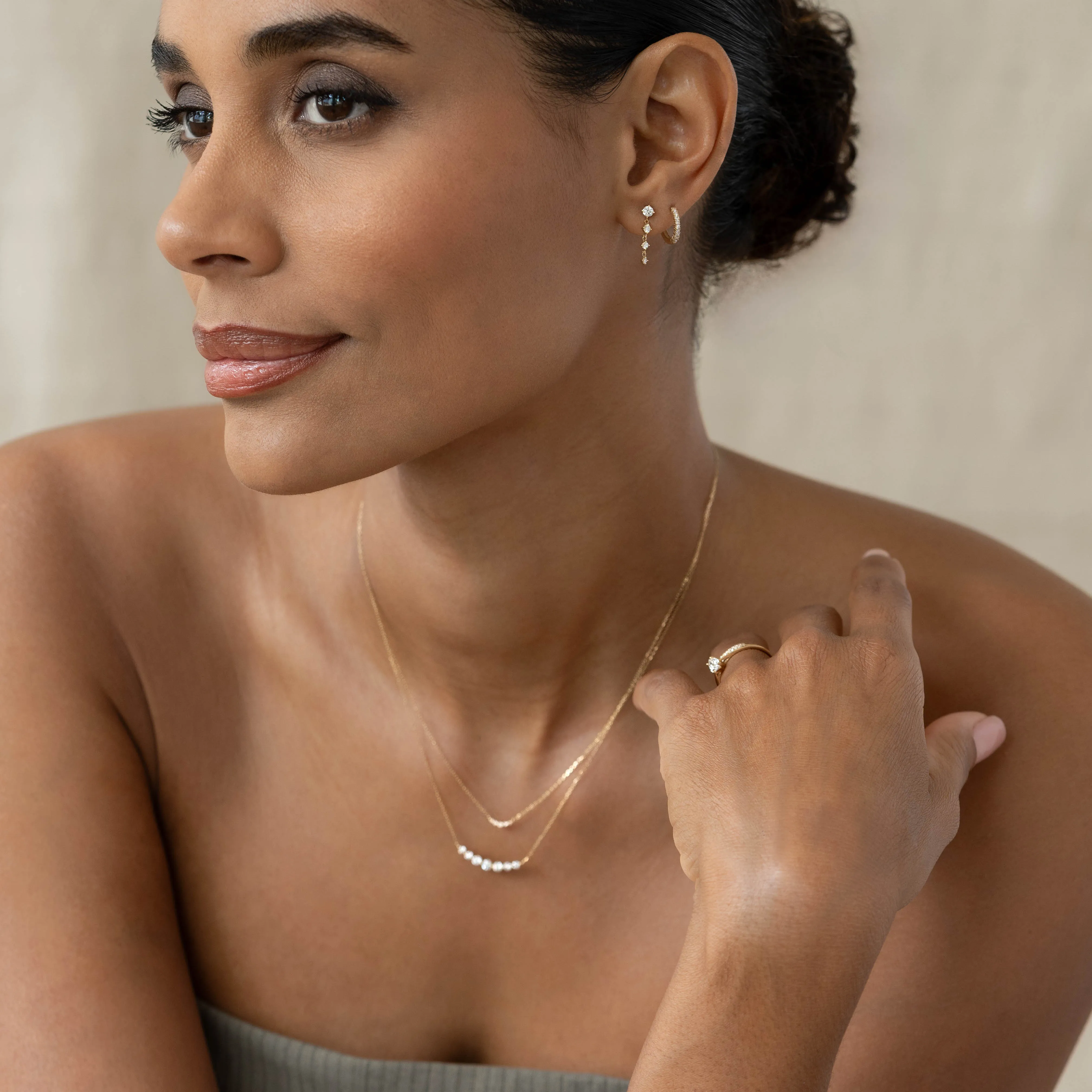 Diamond Drop Earrings 14k Gold - Helmi sold by Linjer product image thumbnail 3