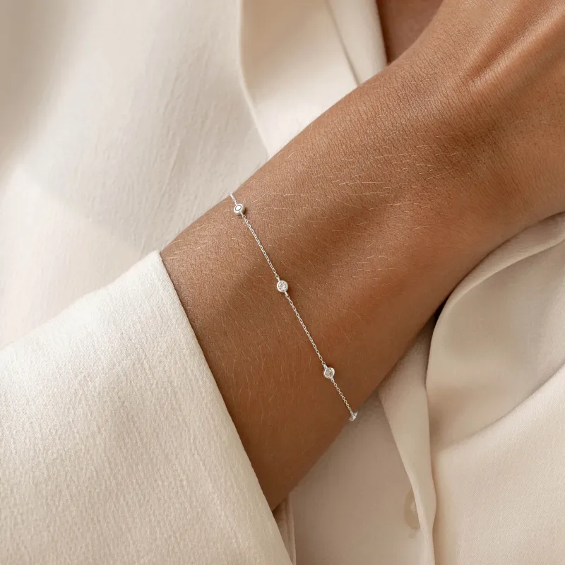 Bezel Set Diamond Bracelet 14k White Gold - Vilda sold by Linjer