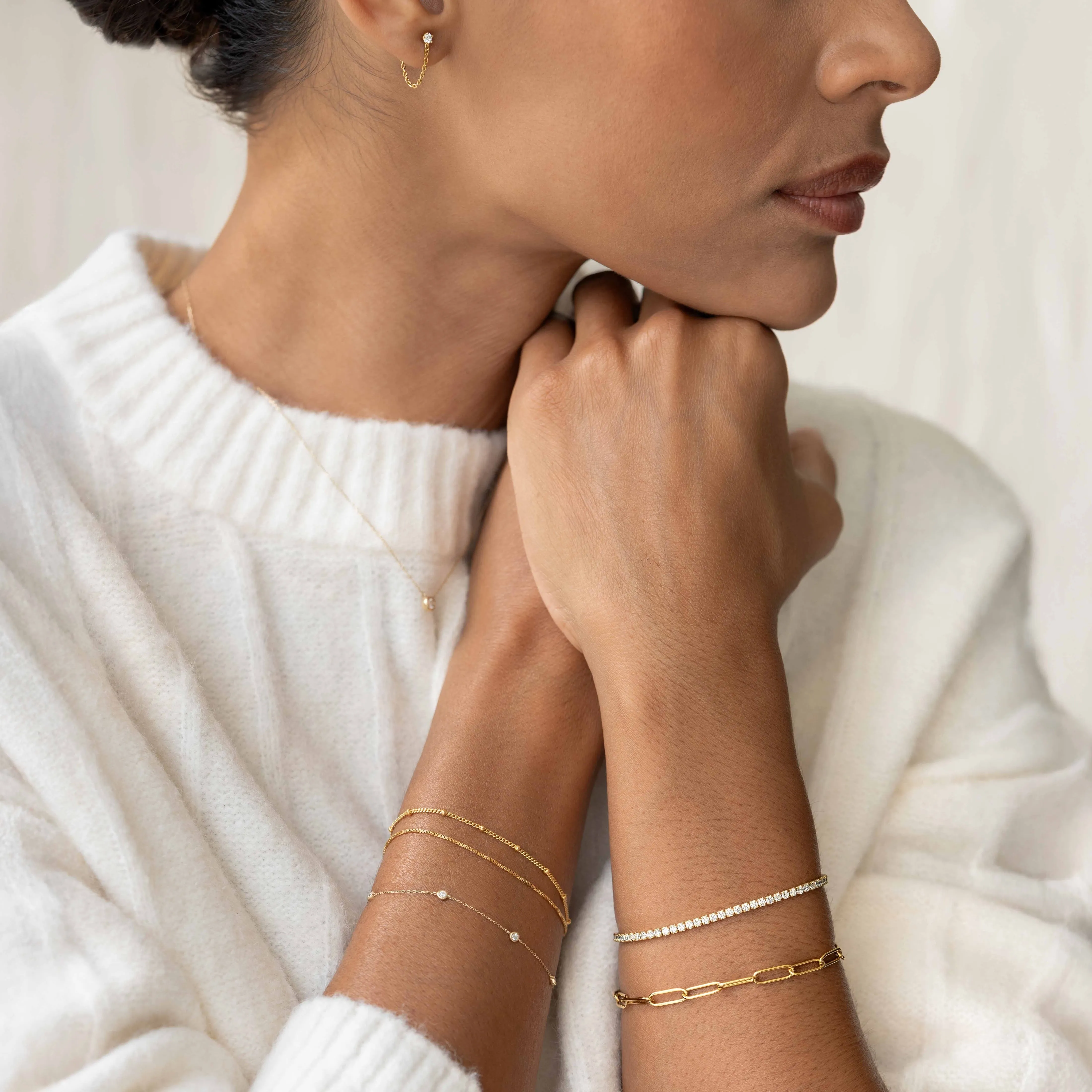 Bezel Set Diamond Bracelet 14k Gold - Vilda sold by Linjer product image thumbnail 5