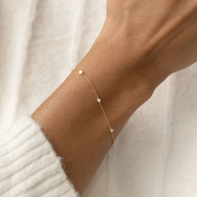 Bezel Set Diamond Bracelet 14k Gold - Vilda sold by Linjer