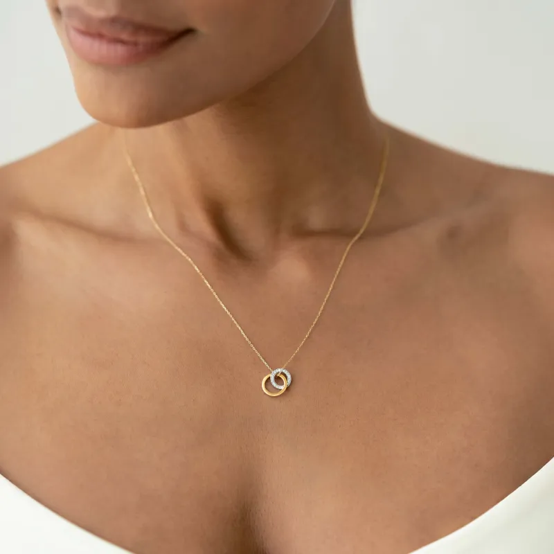 Diamond Double Circle Necklace 14k Gold - Diana sold by Linjer