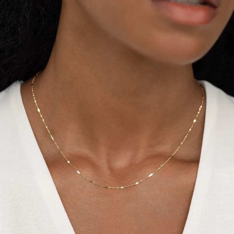 Shimmer Chain Necklace 14k Gold - Clara sold by Linjer