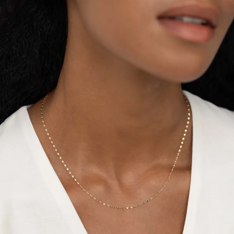 Mirror Chain Necklace 14k Gold - Mira sold by Linjer