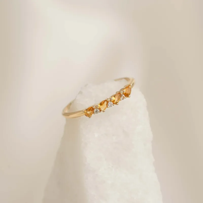 November Birthstone Pear Ring 14k Gold - Citrine and Diamond sold by Linjer