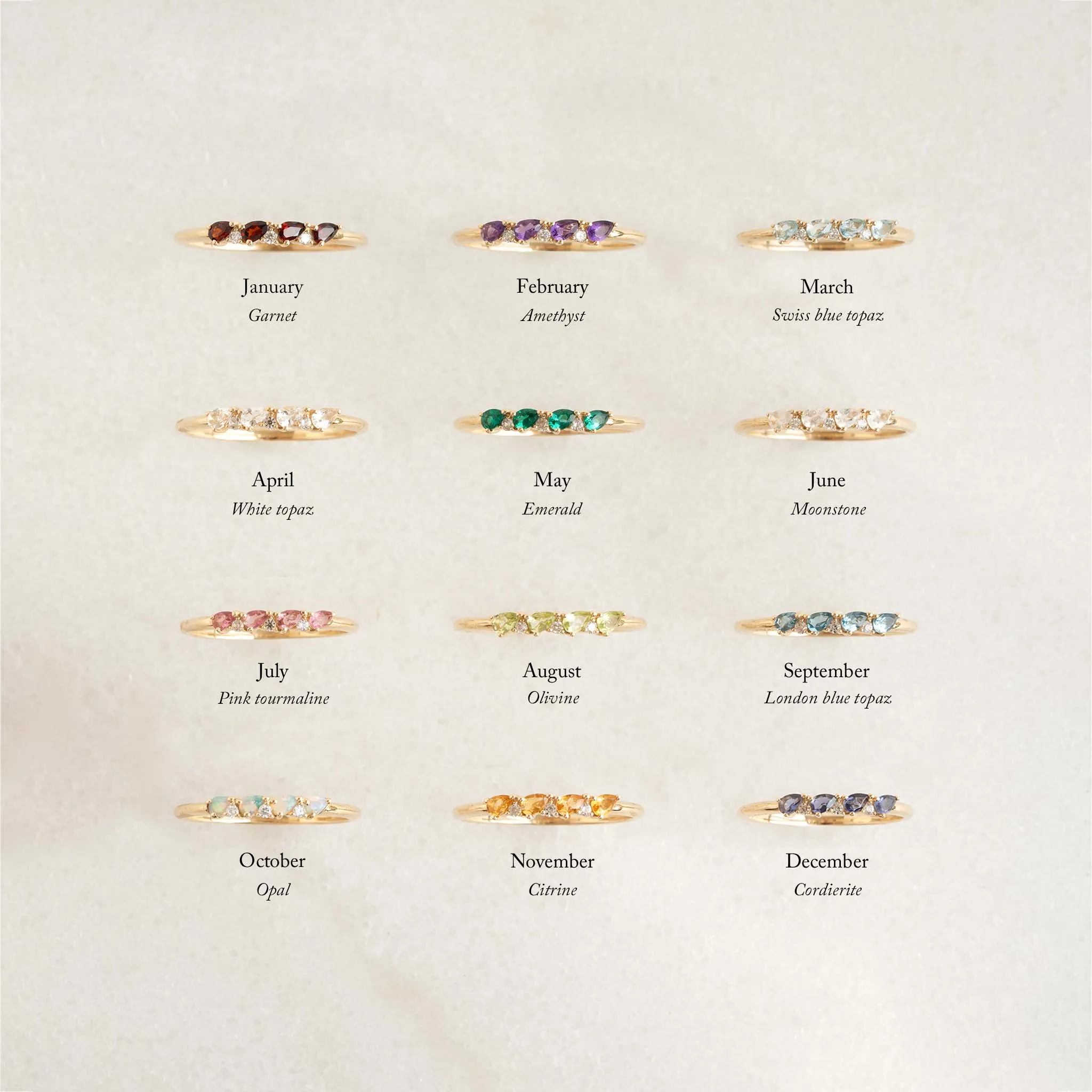 October Birthstone Pear Ring 14k Gold - Opal and Diamond sold by Linjer product image thumbnail 2