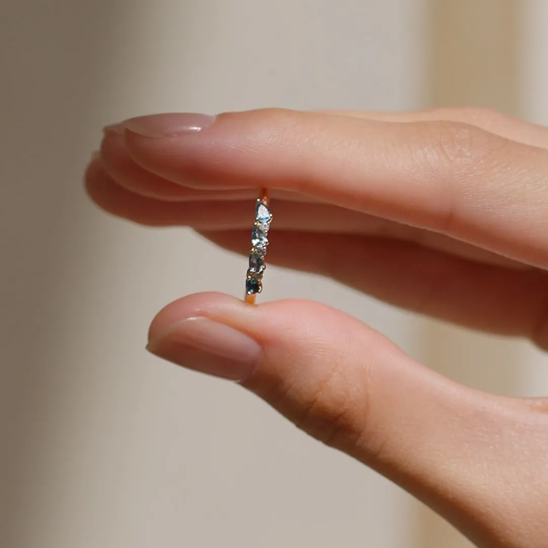 September Birthstone Pear Ring 14k Gold - London Blue Topaz and Diamond sold by Linjer product image thumbnail 4