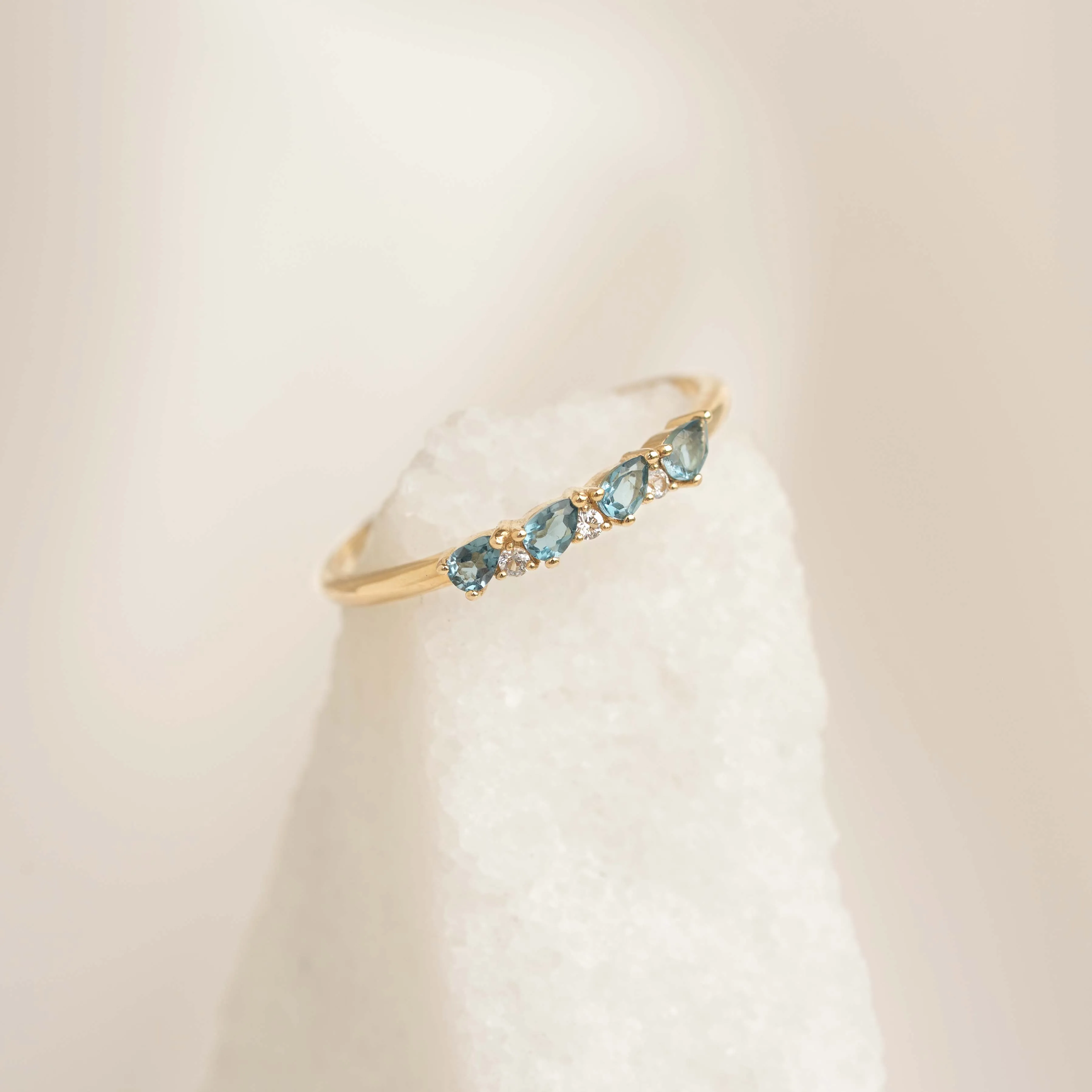 September Birthstone Pear Ring 14k Gold - London Blue Topaz and Diamond sold by Linjer