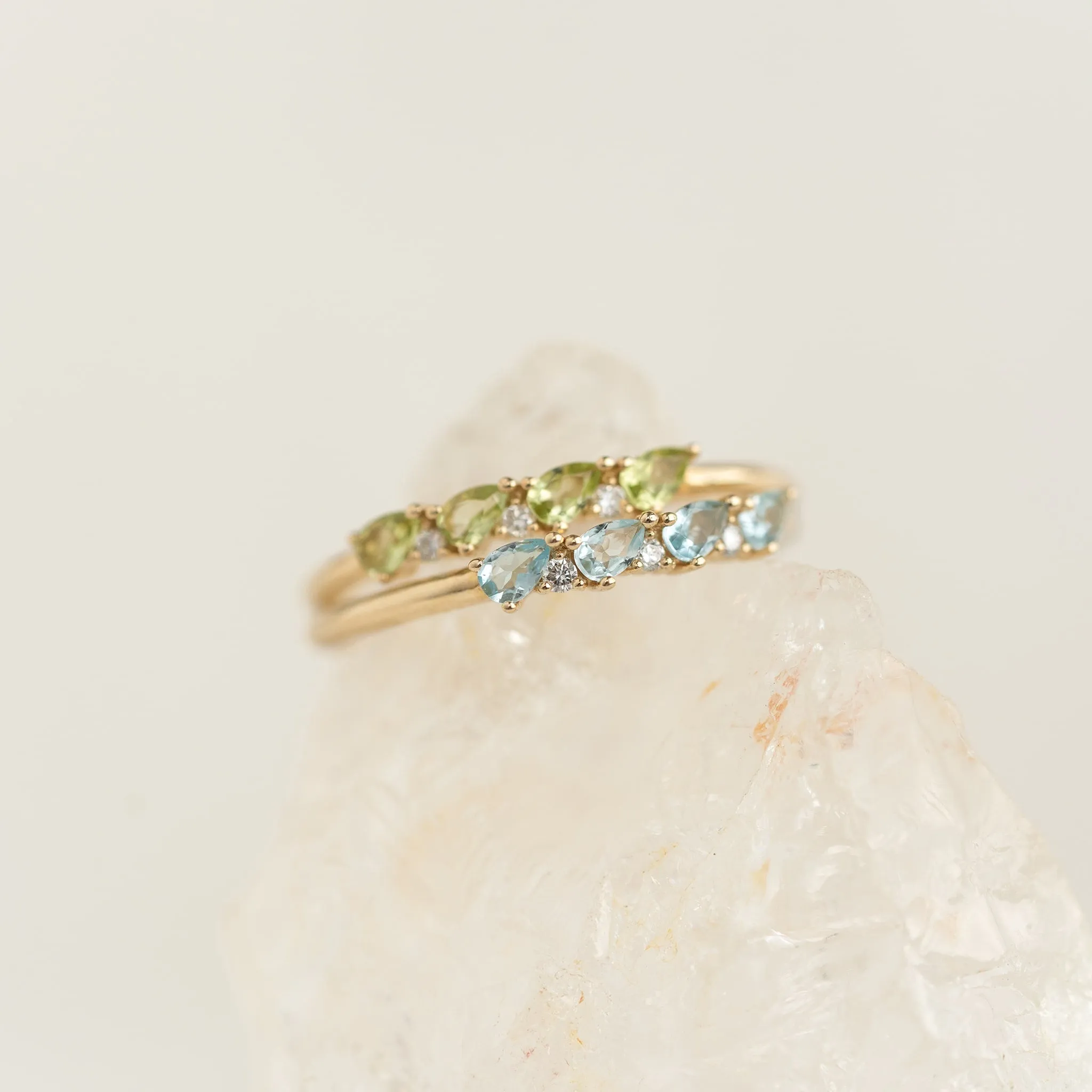March Birthstone Pear Ring 14k Gold - Swiss Blue Topaz and Diamond sold by Linjer product image thumbnail 5