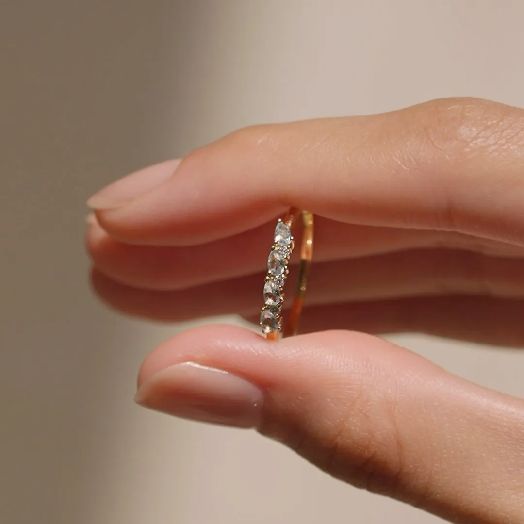 March Birthstone Pear Ring 14k Gold - Swiss Blue Topaz and Diamond sold by Linjer product image thumbnail 4