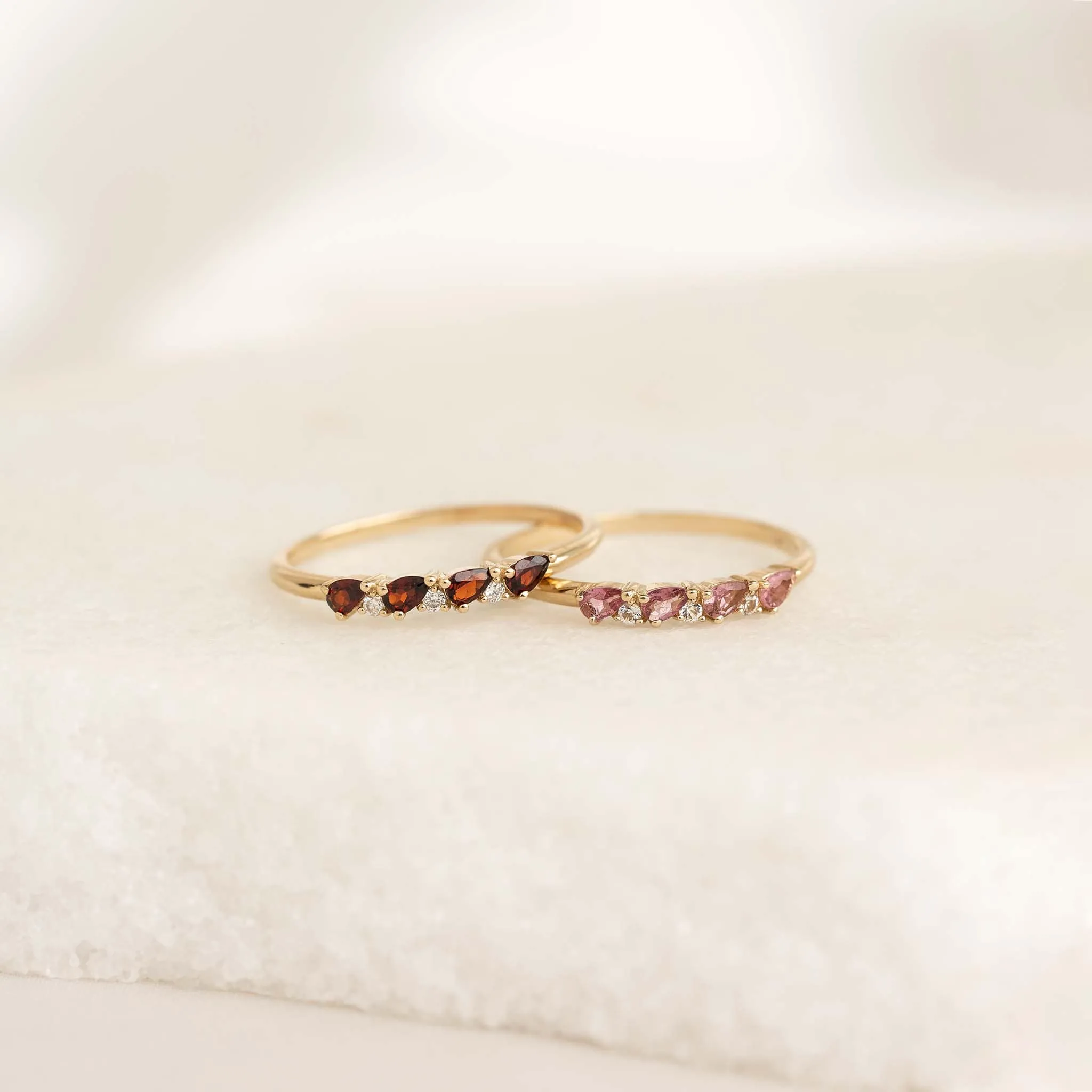 January Birthstone Pear Ring 14k Gold - Garnet and Diamond sold by Linjer product image thumbnail 5